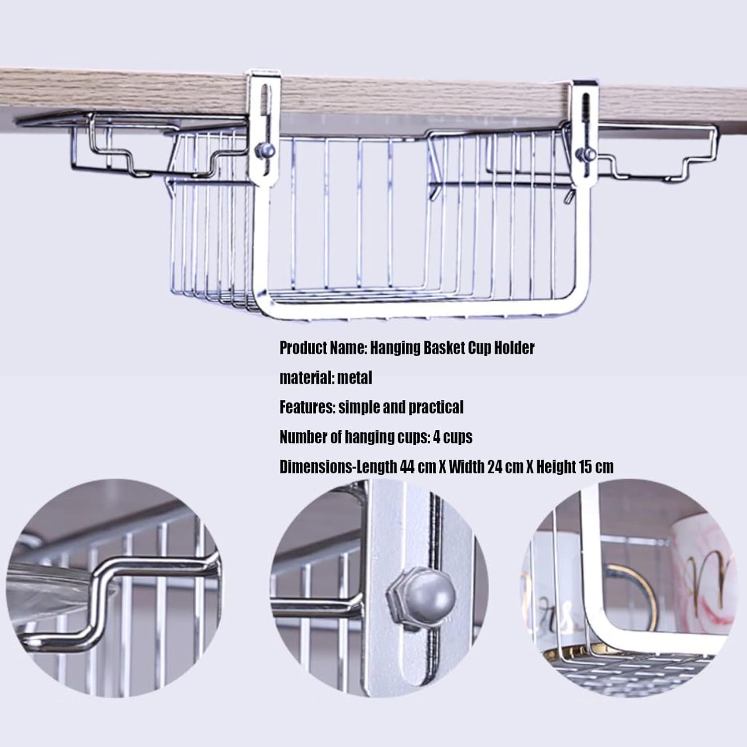 WORDFUN Adjustable Steel Wine Glass Rack for Cabinet