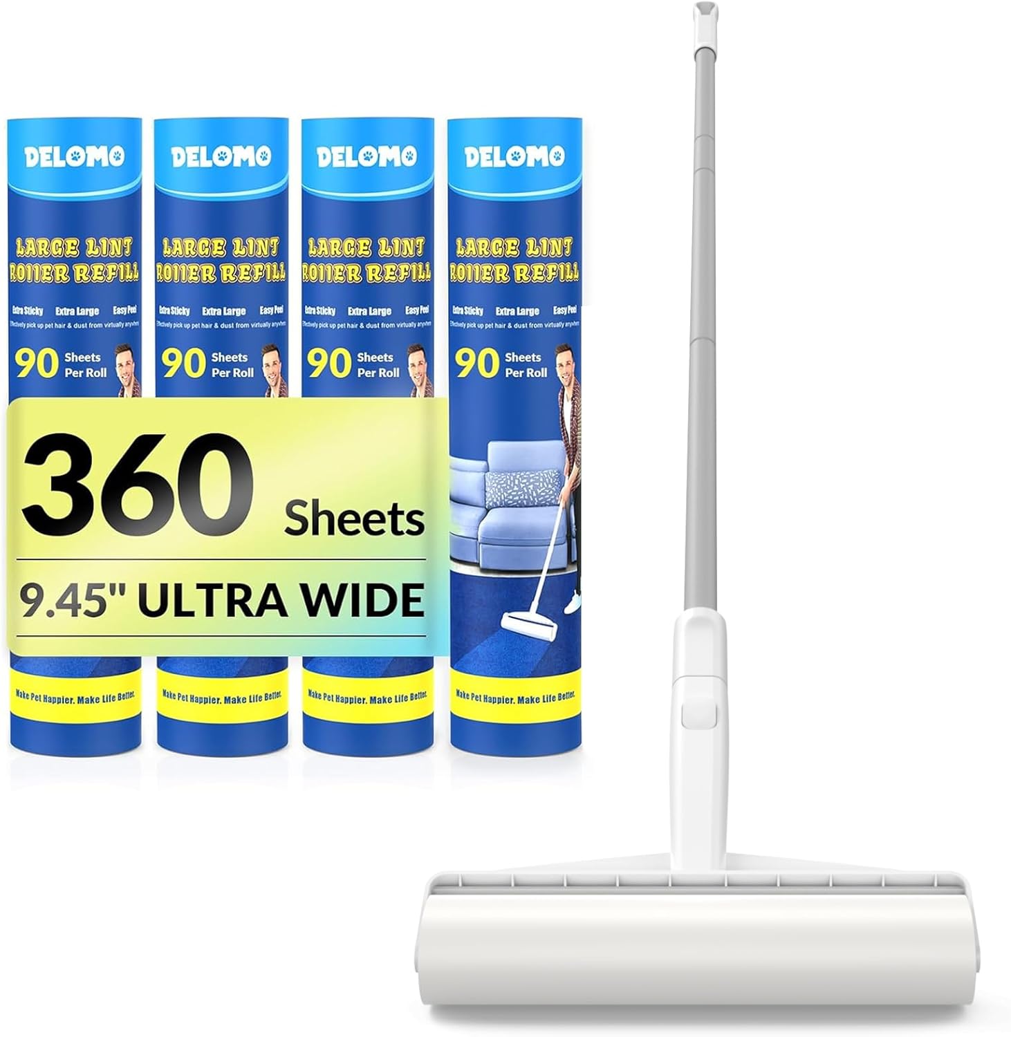 DELOMO Large Lint Roller Refill 360 Sheets
