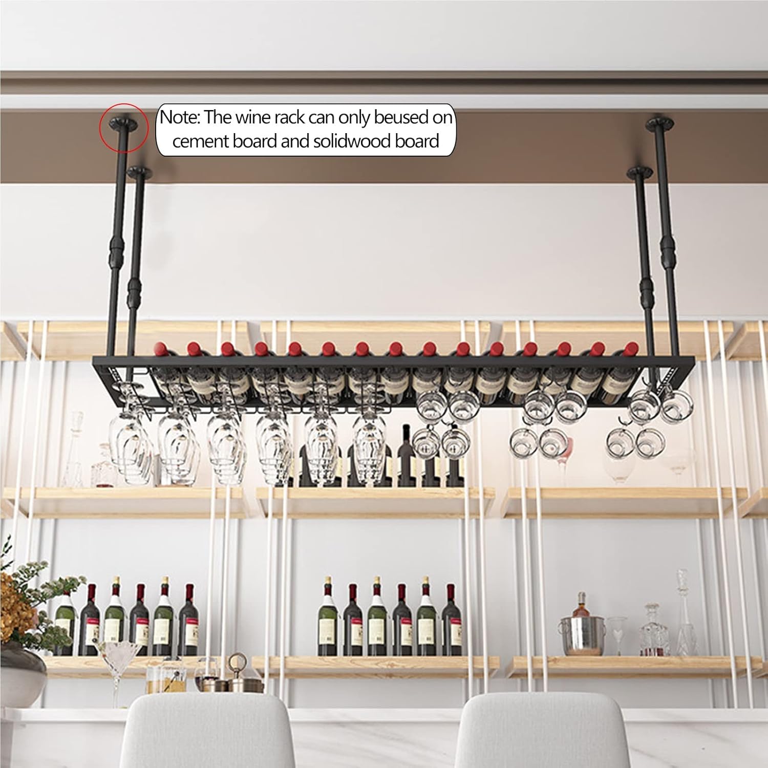 Suuim Adjustable Wine Rack with Stemware Holder