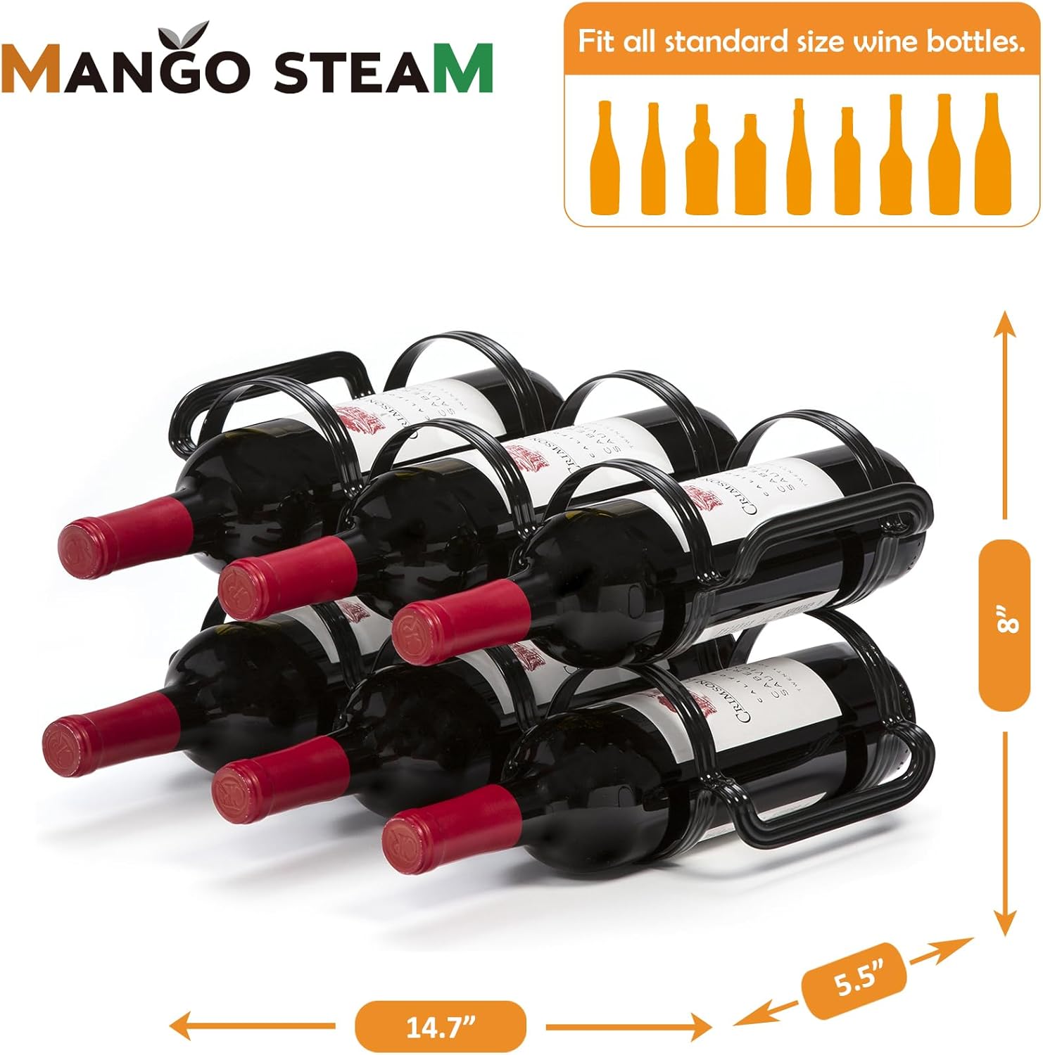 Mango Steam 6 Bottle Wine Rack - Black 1