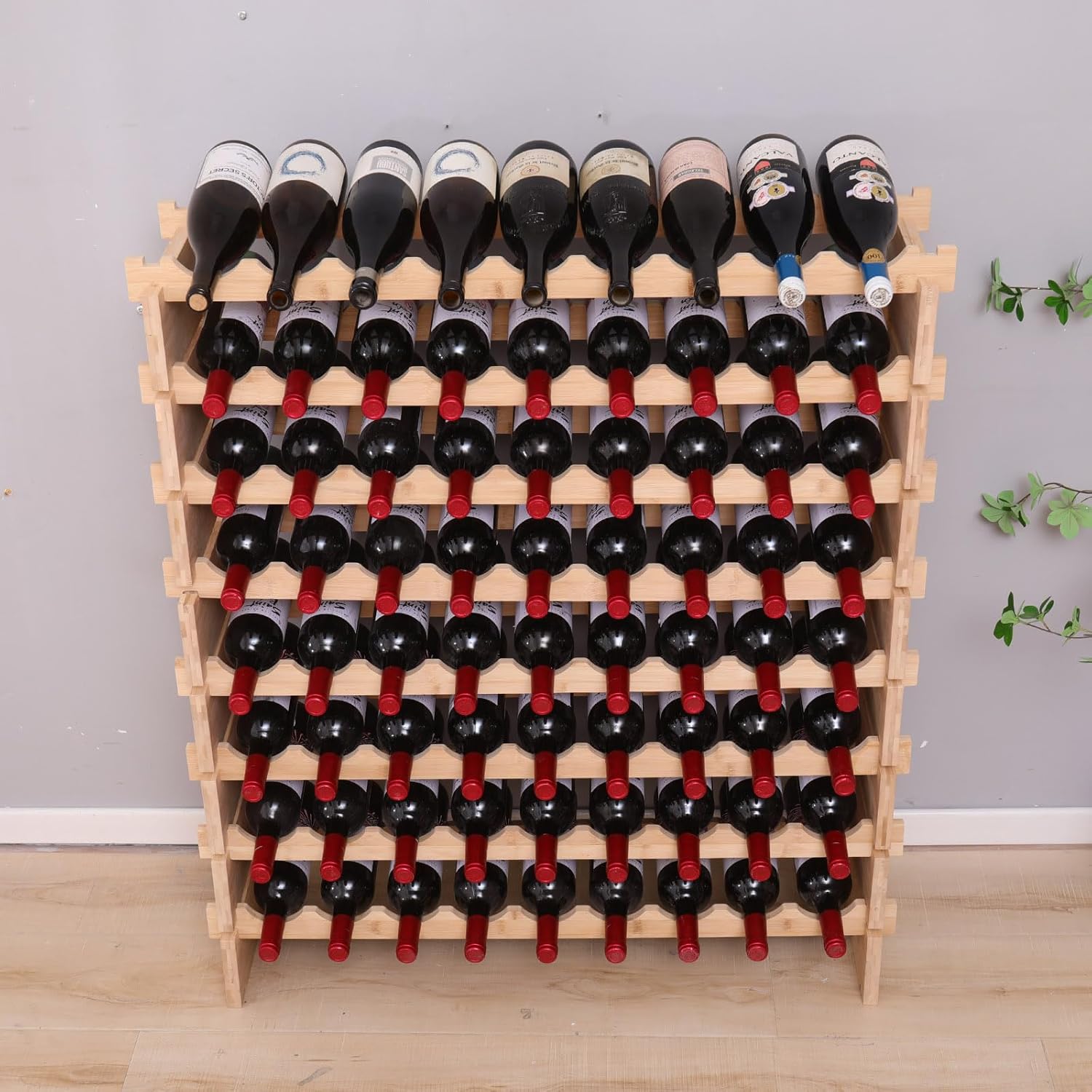 FDHUIJIA 72-Bottle Bamboo Wine Rack Cabinet 1