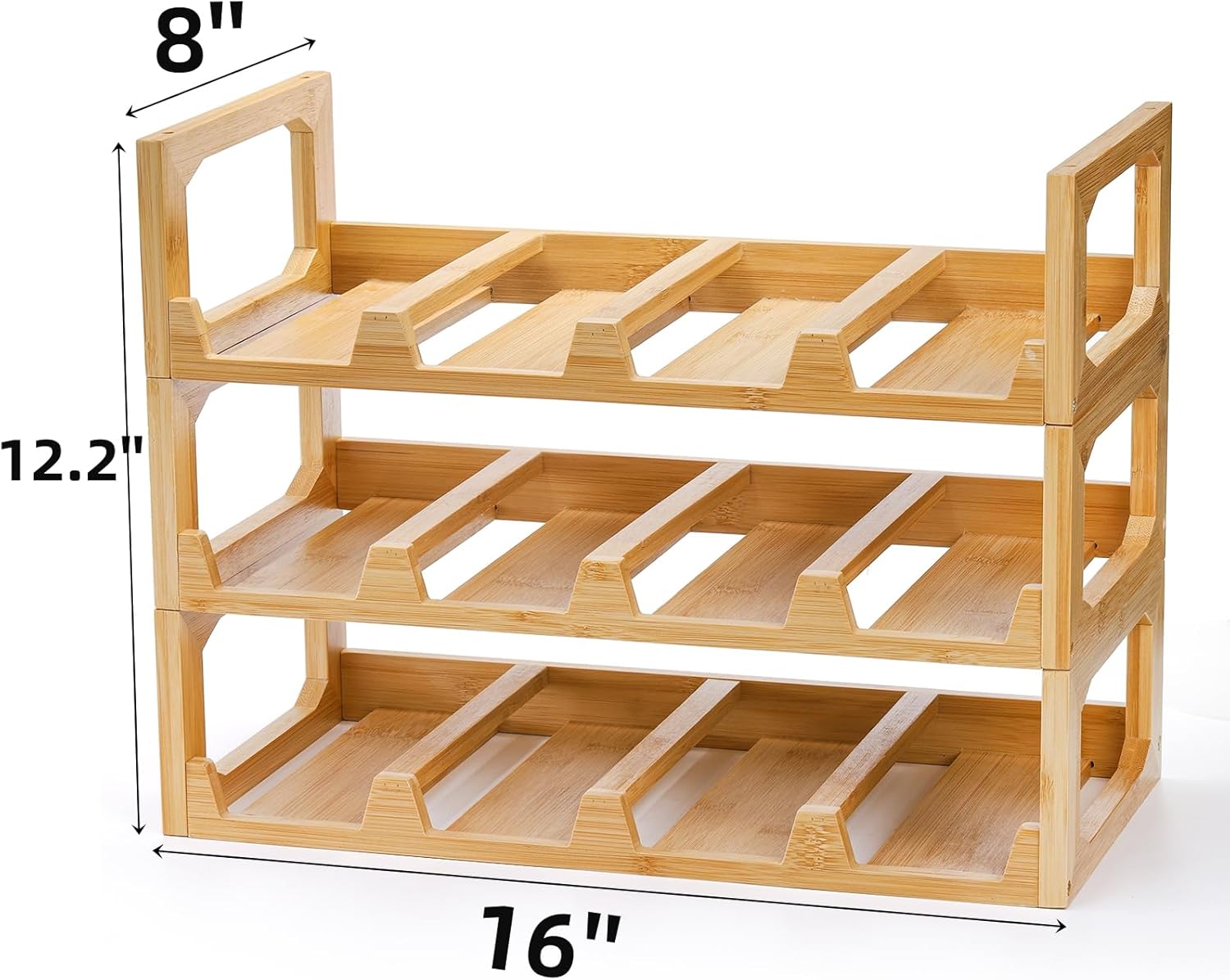 3 Tier Bamboo Water Bottle Organizer for Kitchen Cabinet