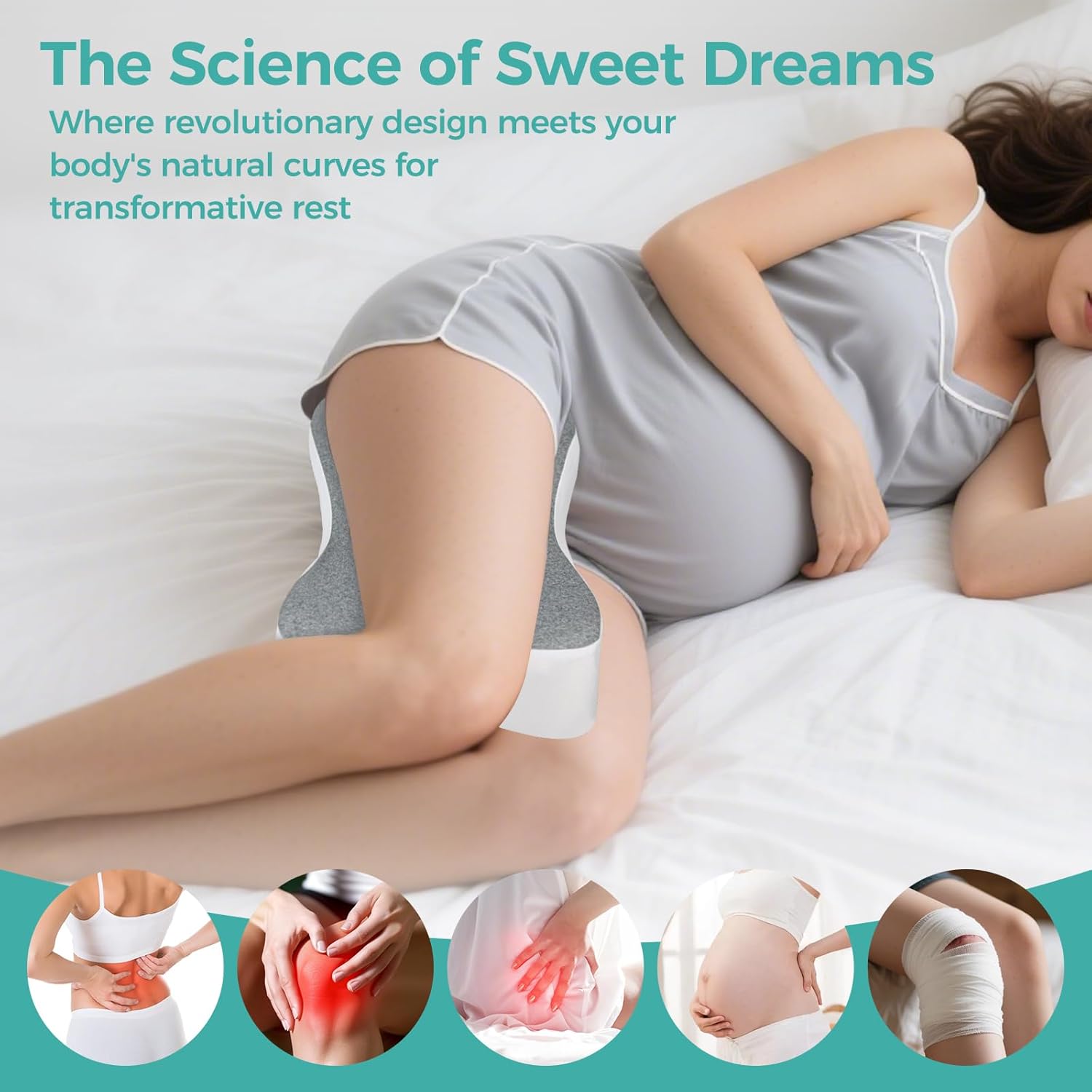 Large Knee Pillow for Side Sleepers Hip Back Pain Relief
