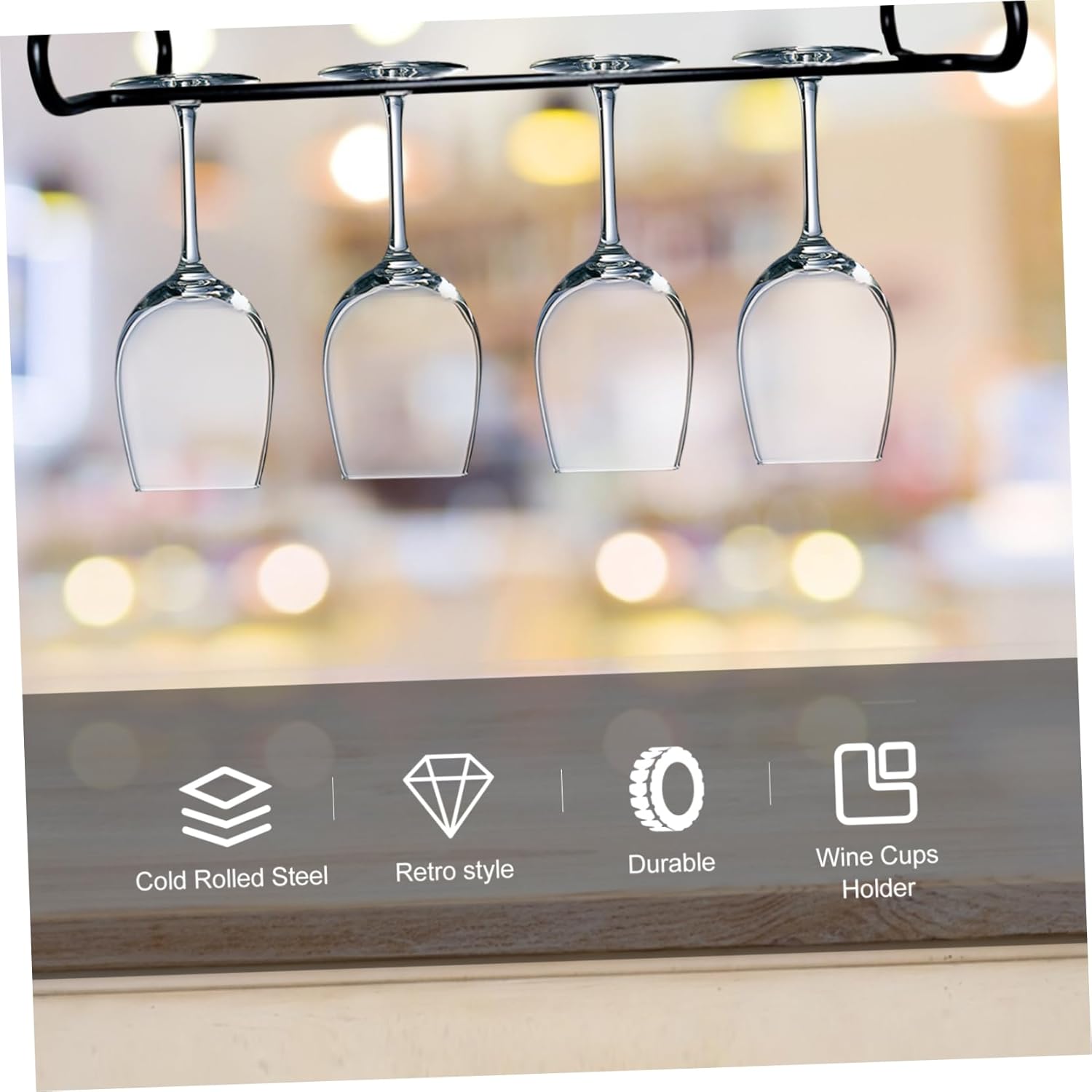 Cabilock Red Wine Glass Holder Rack - Space-Saving Black Design