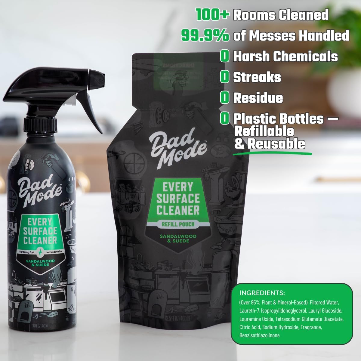 DadMode Streak-Free Surface Cleaner 16oz Aluminum Bottle