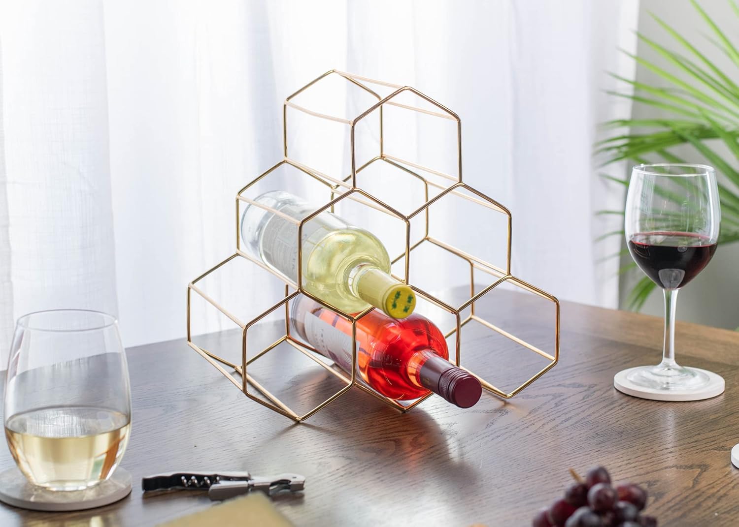 NAT Jules Honeycomb Gold Tone Wine Rack 1