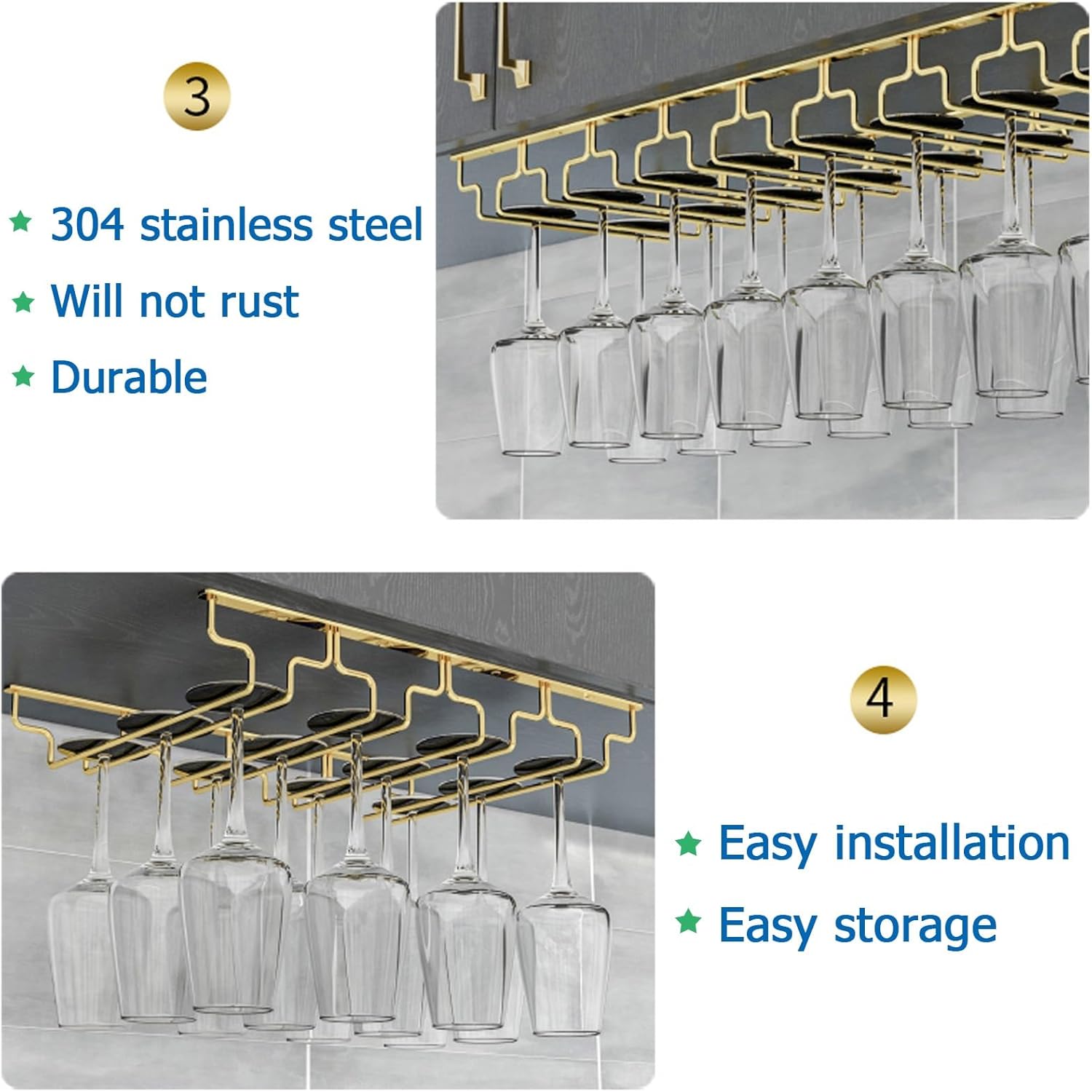 SAGIDAR Wine Glass Rack in 3 Sizes for Kitchen Use