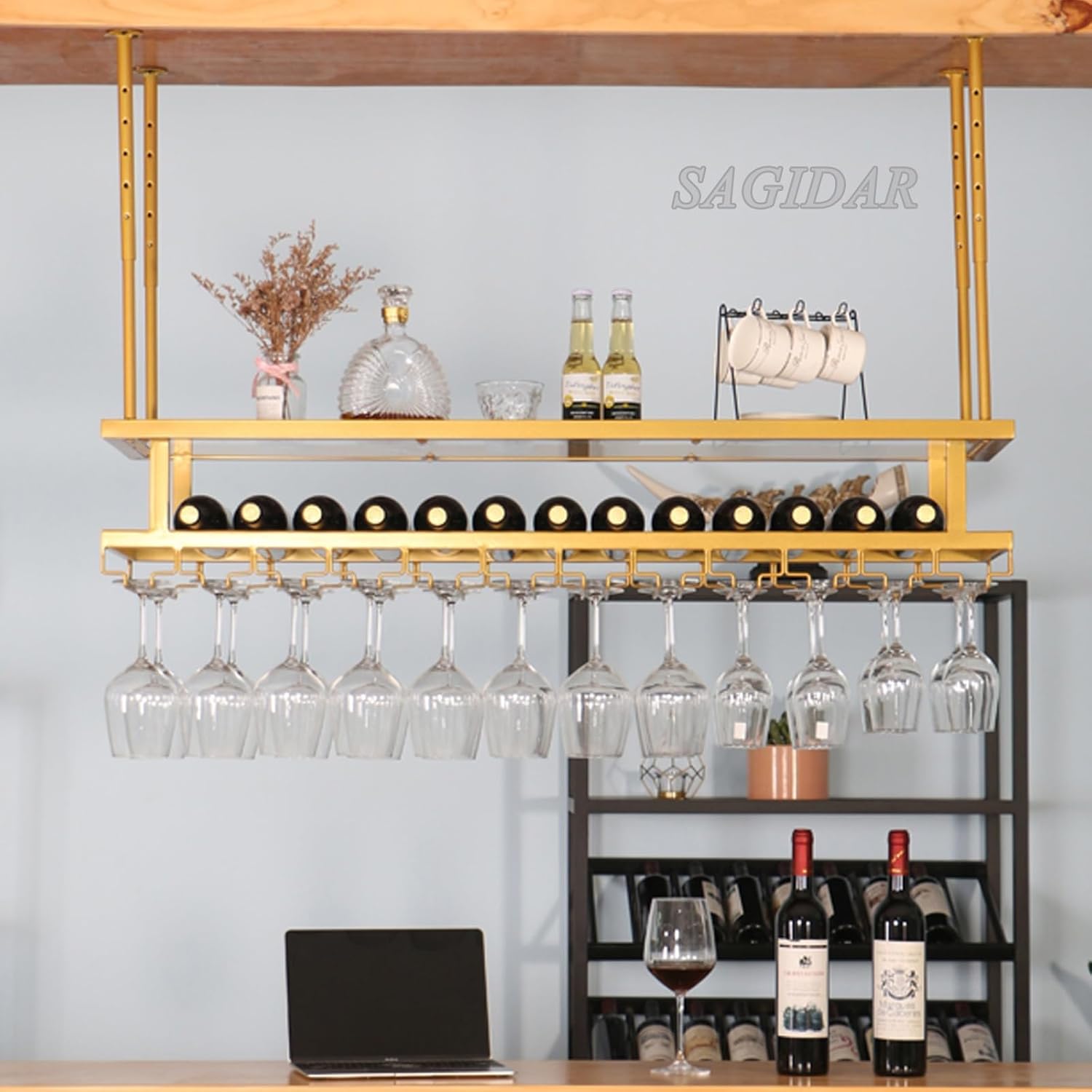 SAGIDAR Ceiling Wine Glass Rack Holder