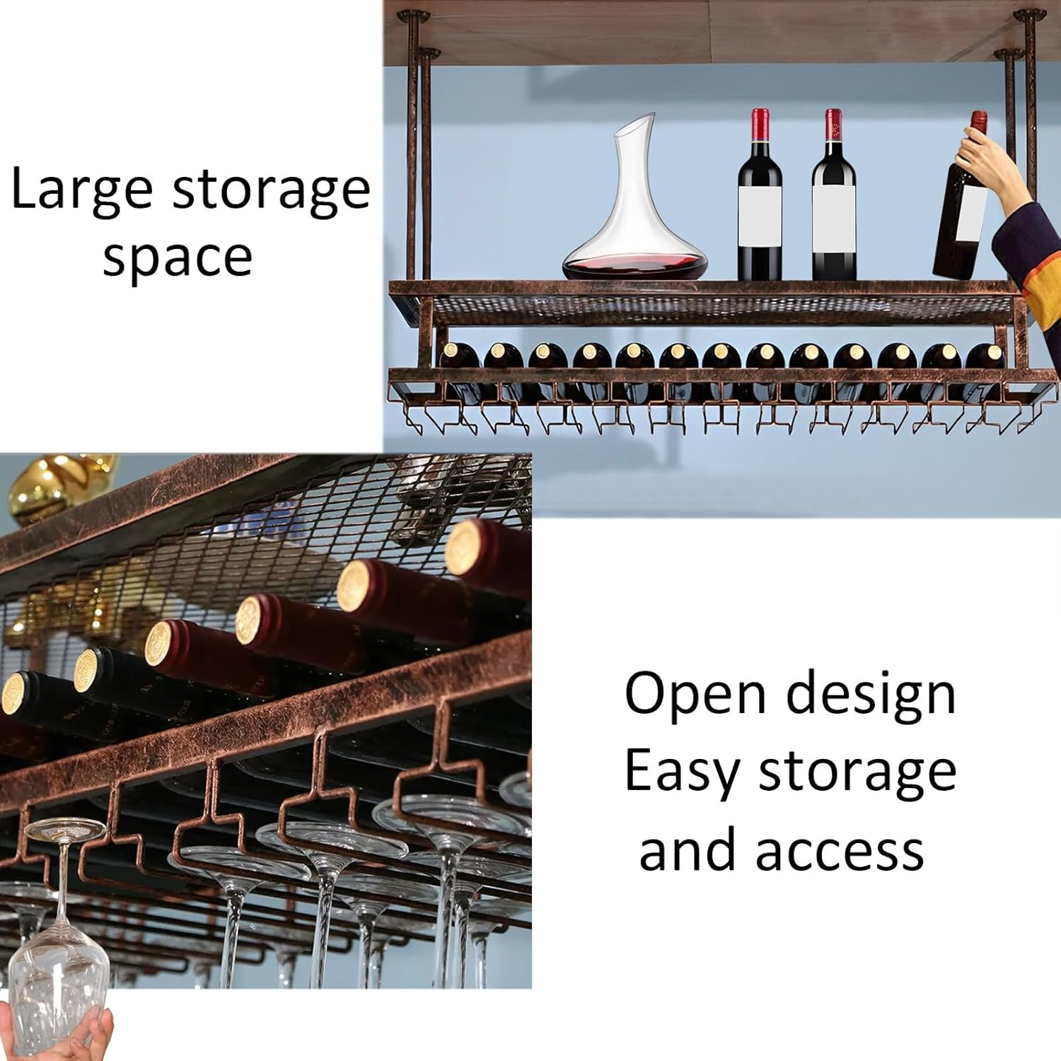 LIGUOYI Adjustable Wine Glass Rack Vintage Style