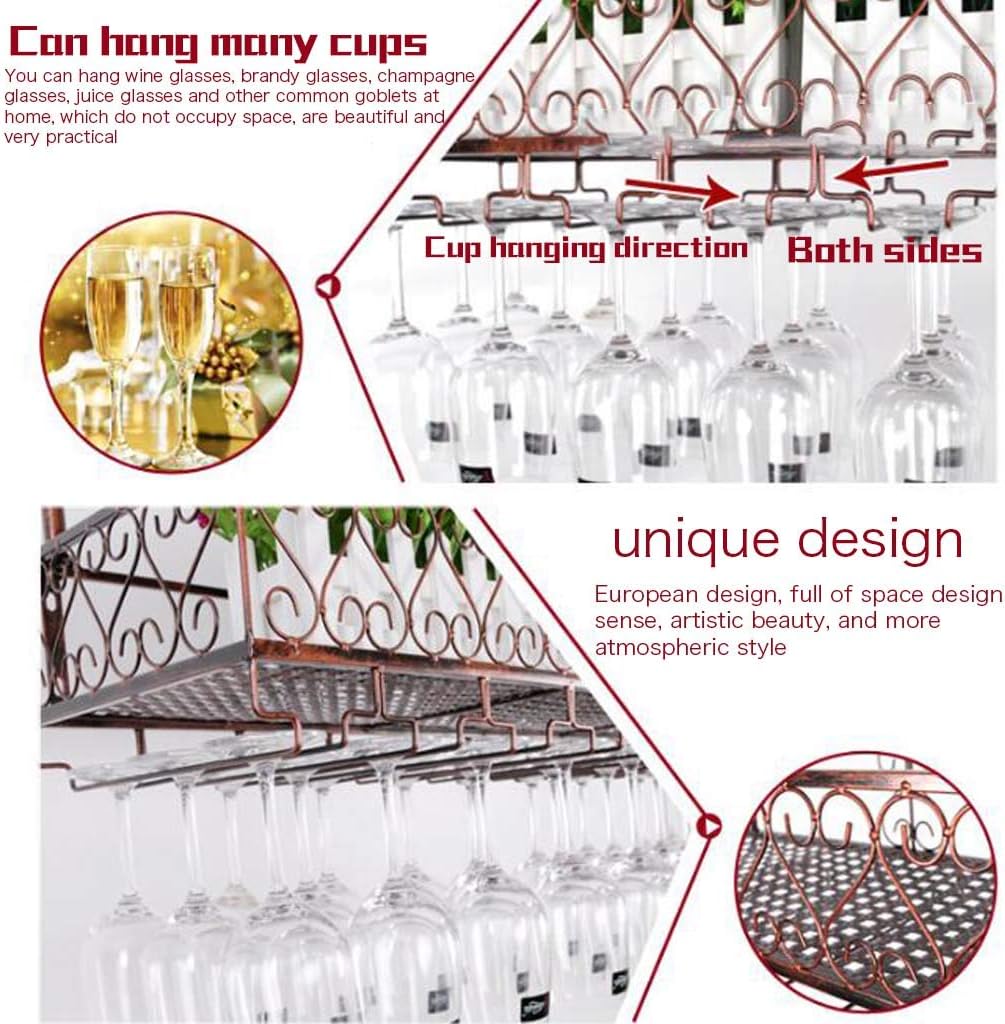 Wall Mounted Wine Rack Iron Double Layer Adjustable