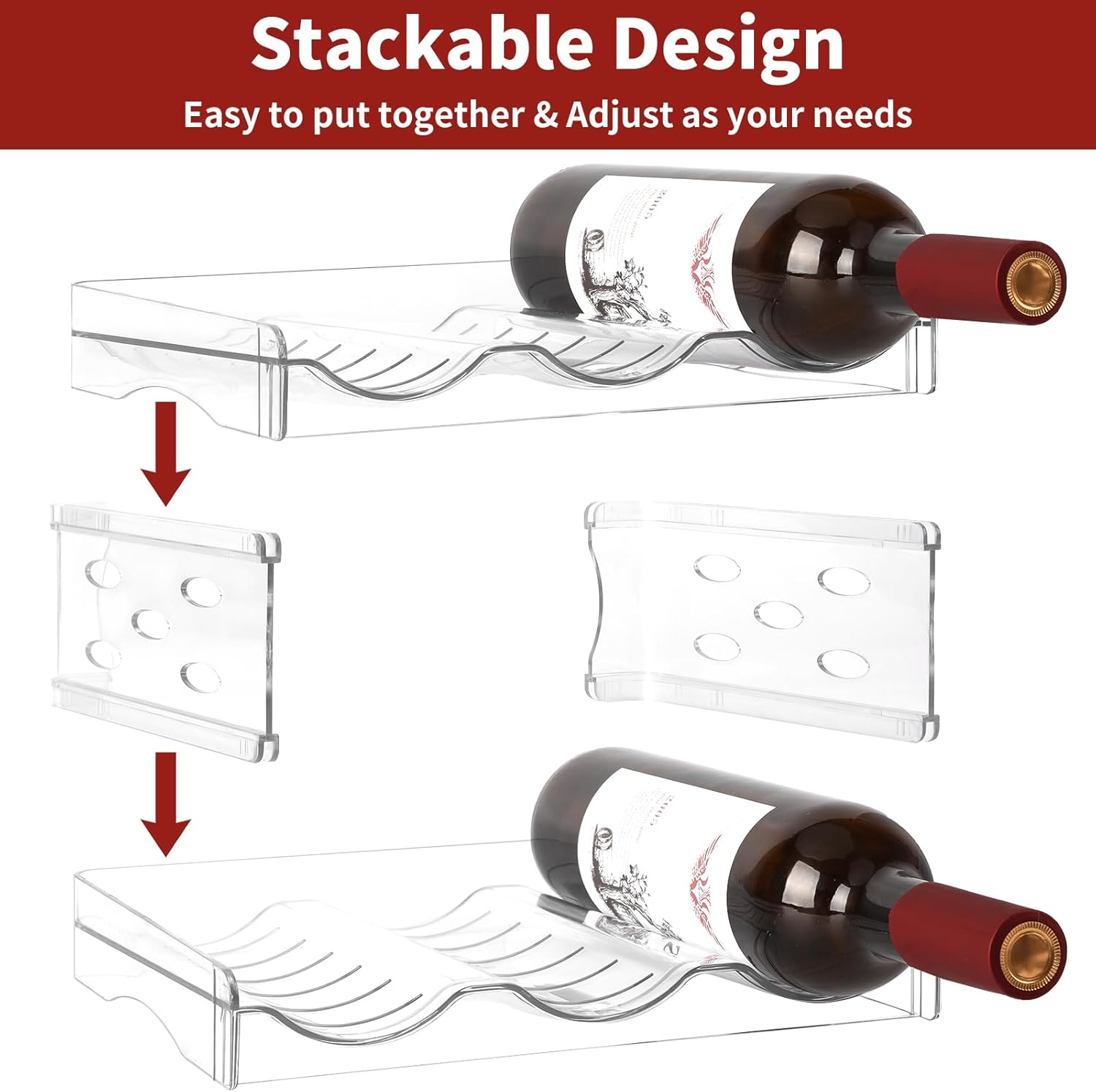 EZ COZY Stackable Wine Rack - 4 Tier for 12 Bottles