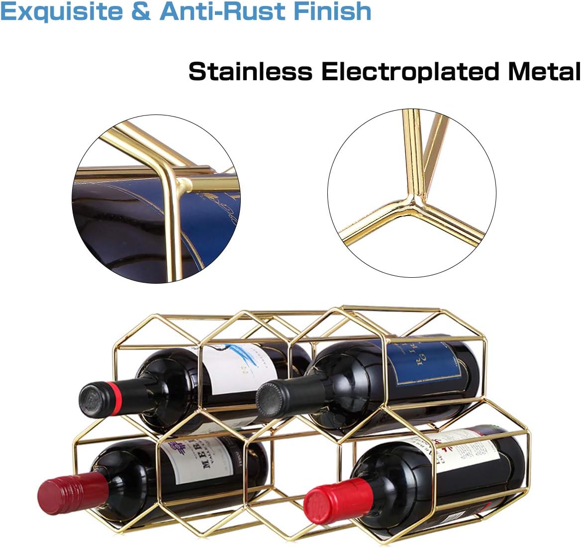 Buruis 9-Bottle Freestanding Wine Rack - Gold
