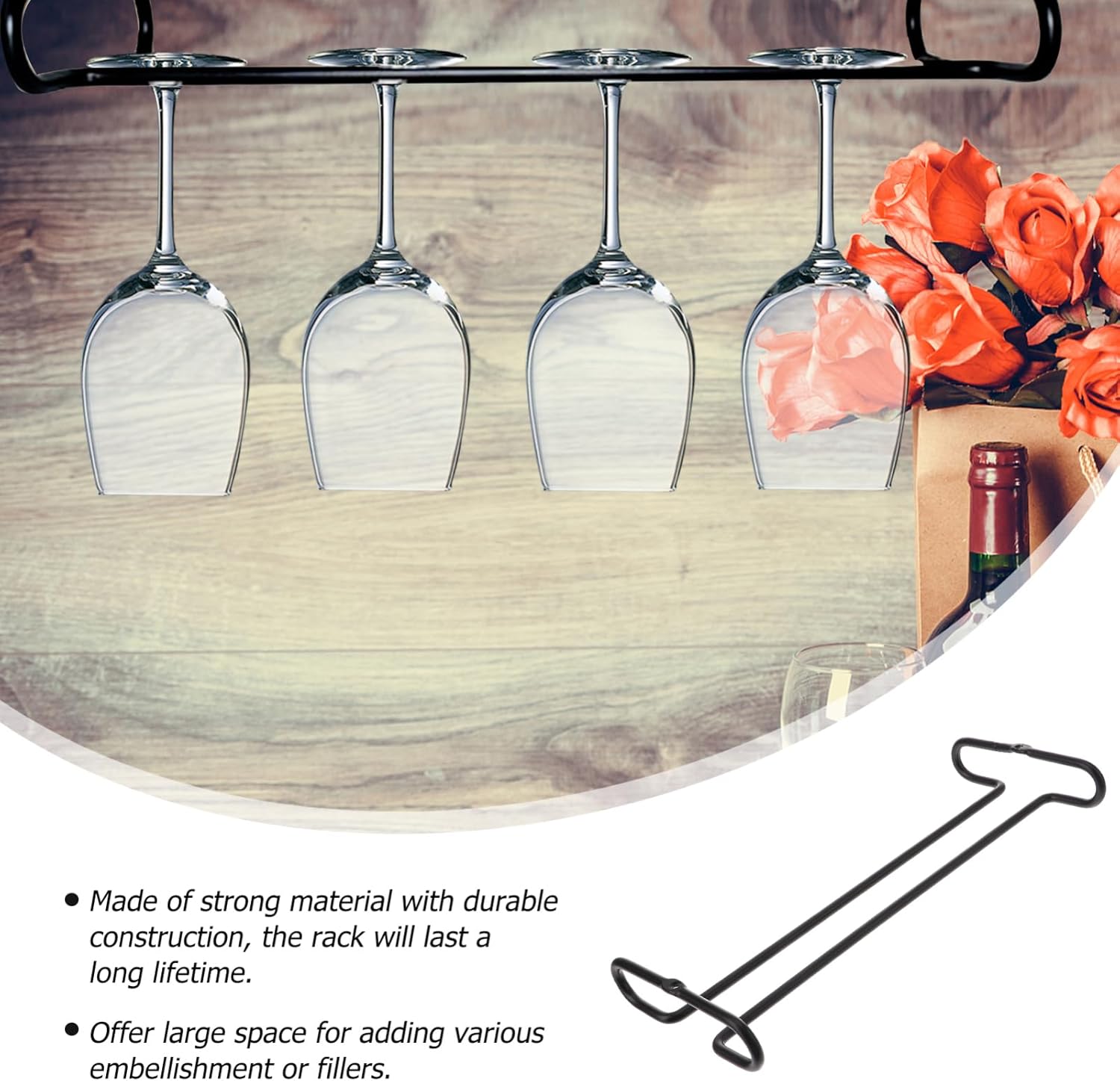 MAGICLULU Wine Glass Hanger Rack Black