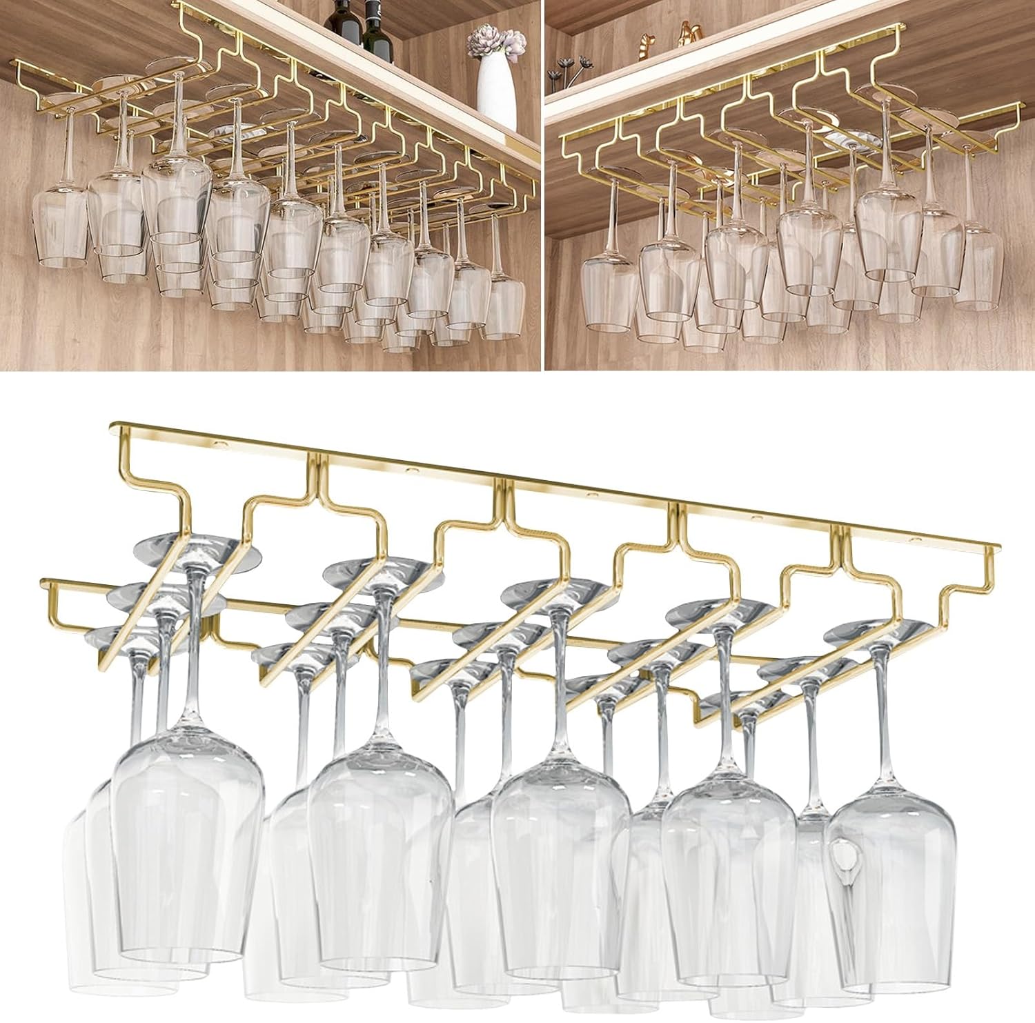 SAGIDAR Wine Glass Rack in 3 Sizes for Kitchen Use