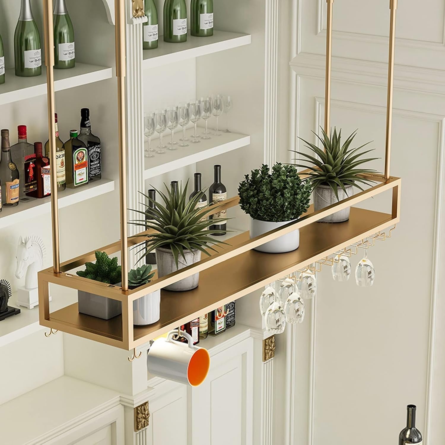 Ceiling Hanging Wine Rack with Adjustable Holder