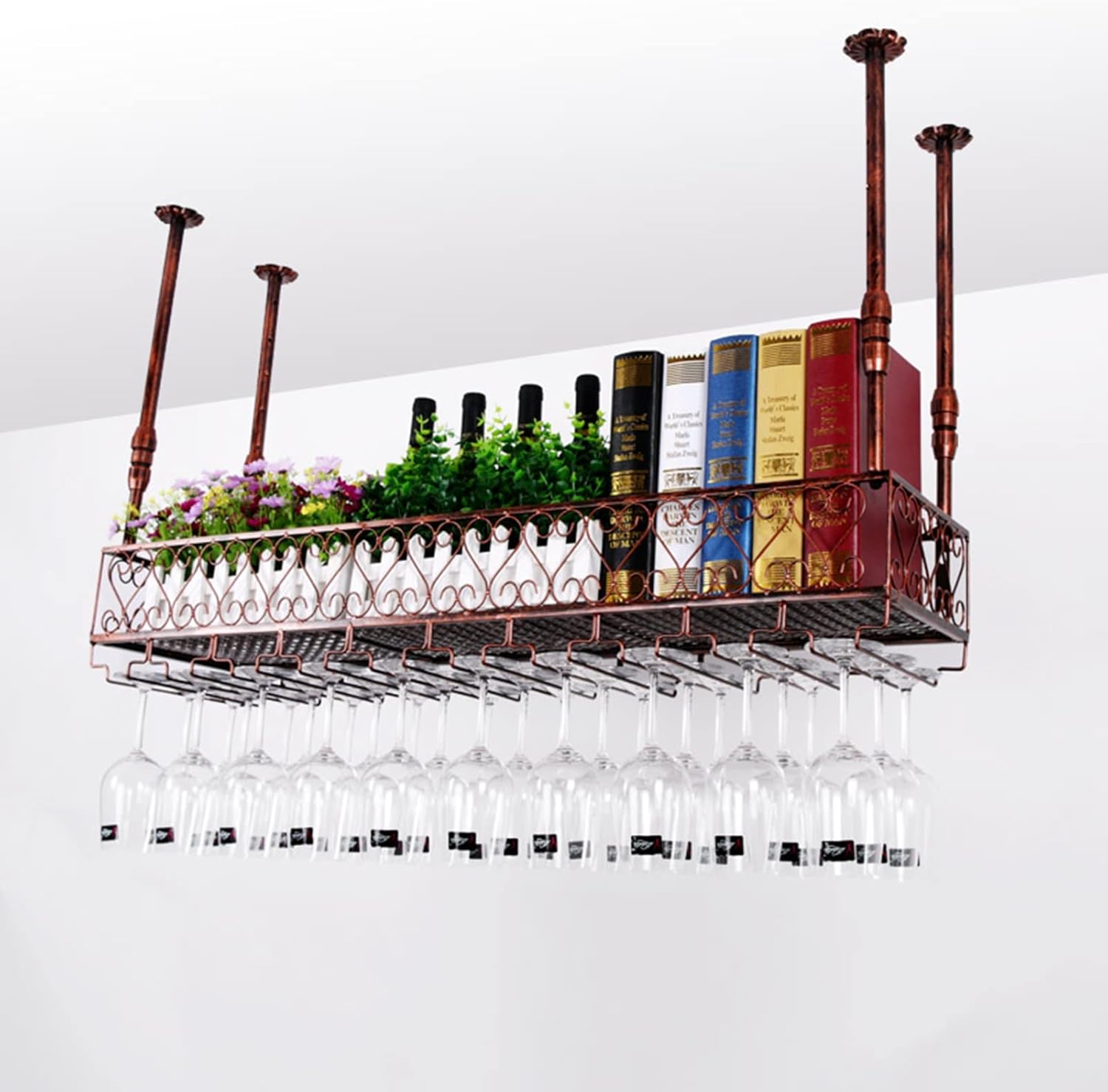 Adjustable Wall-Mounted Wine Rack with Floating Shelf