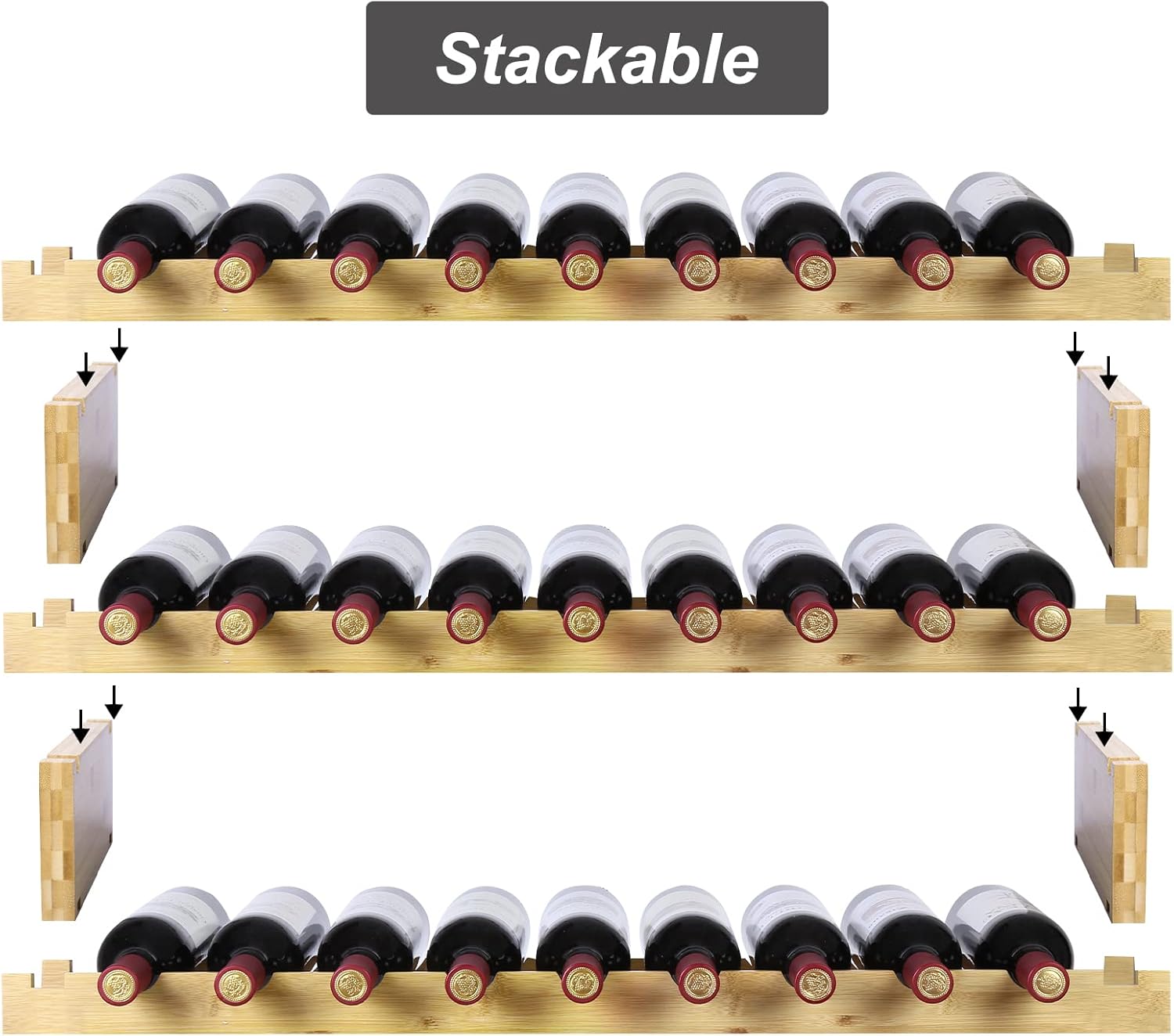 Finnhomy 27-Bottle Bamboo Wine Rack 3-Tier