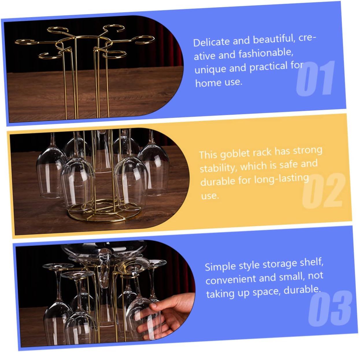 Cabilock Iron Wine Glass Holder Rack for Kitchen Bar