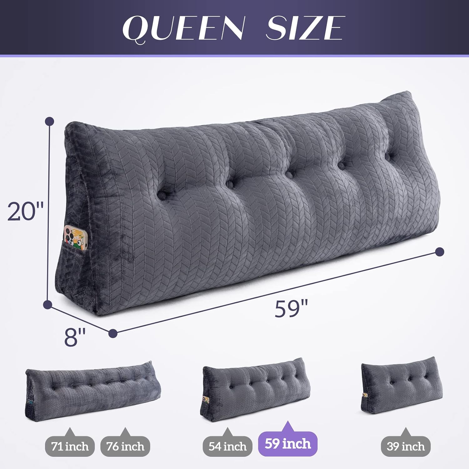 TerriTrophy Large Triangular Wedge Headboard Pillow