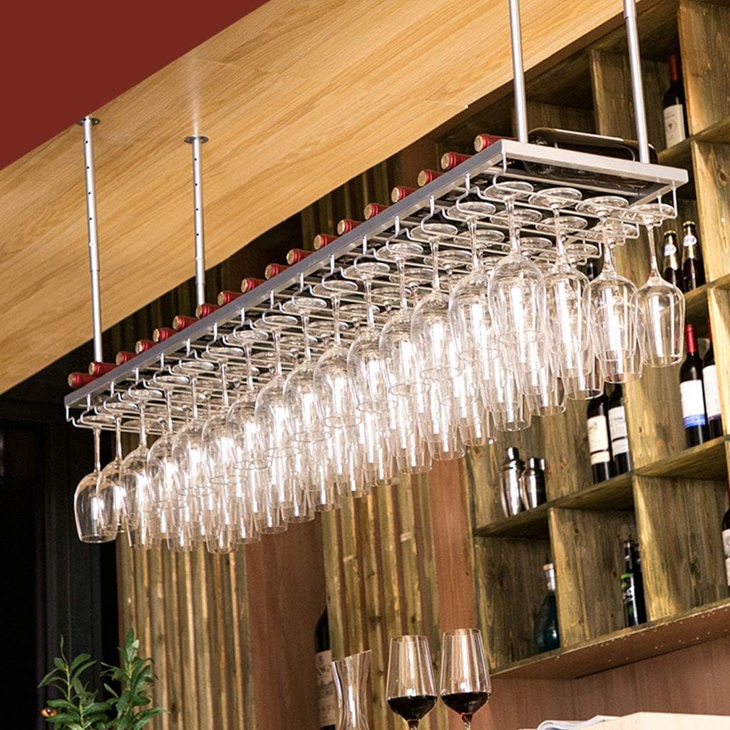 LUCEAE Metal Wine Cup Rack - Wall Mount Ceiling Hanging Storage Organizer