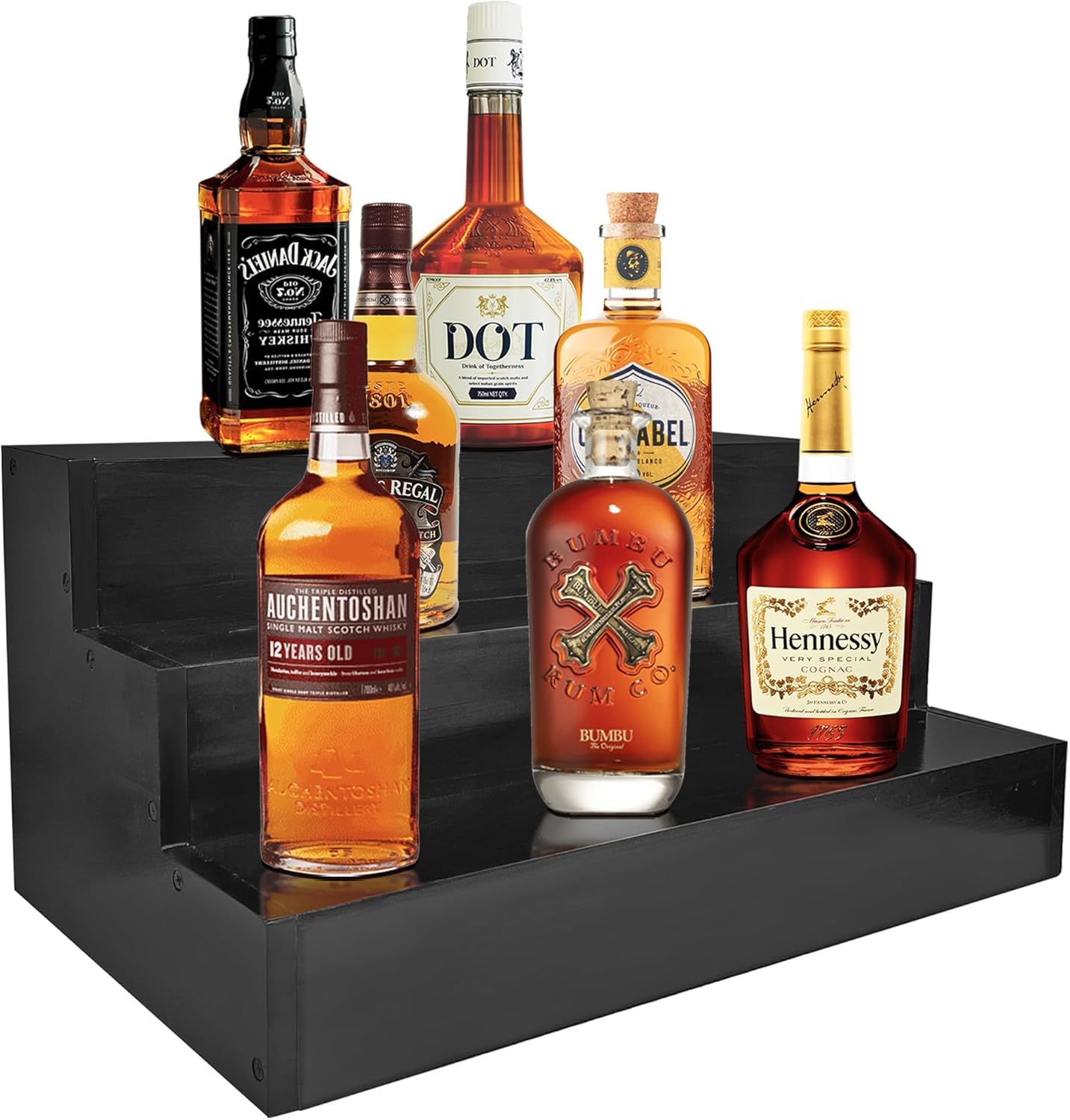 Royxen 3 Tier Wood Liquor Bottle Shelf 16 Black