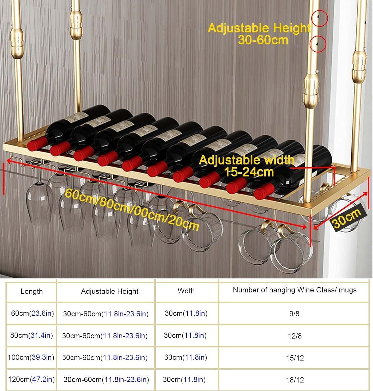 Suuim Wall-Mounted Wine Rack with Ceiling Shelf Display