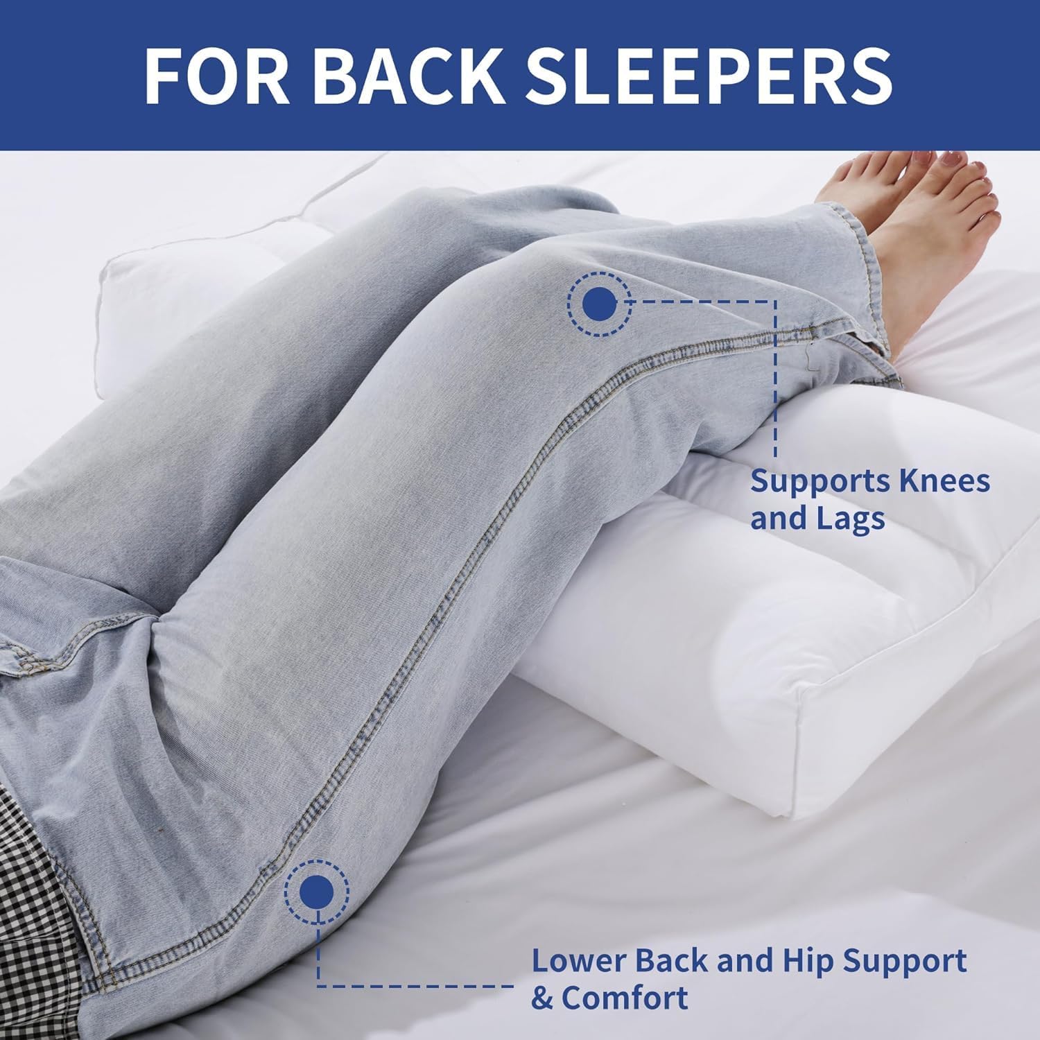 HOMBYS Knee Pillow for Side Sleepers with Groove 20x13x5