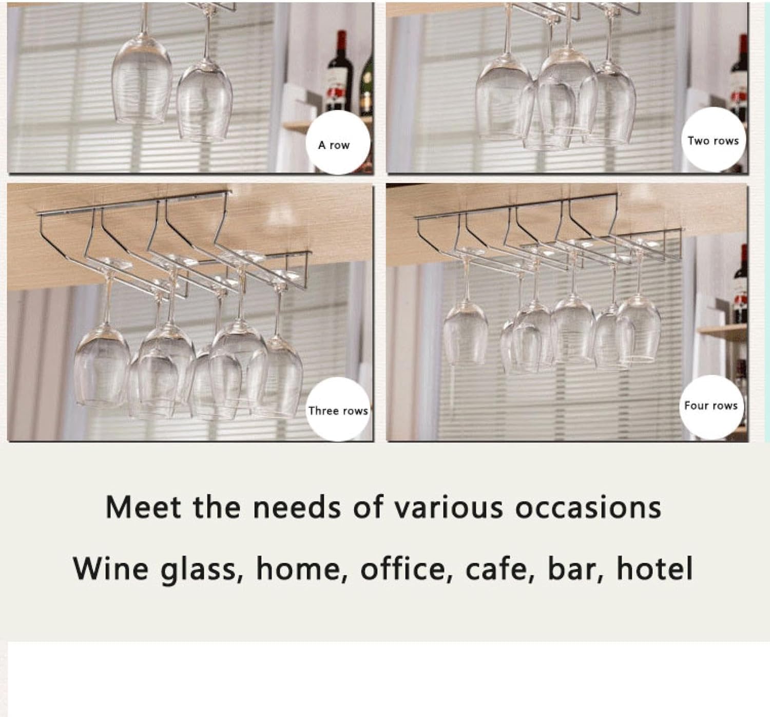 OWKAY Wine Glass Rack with 34cm Two Rows