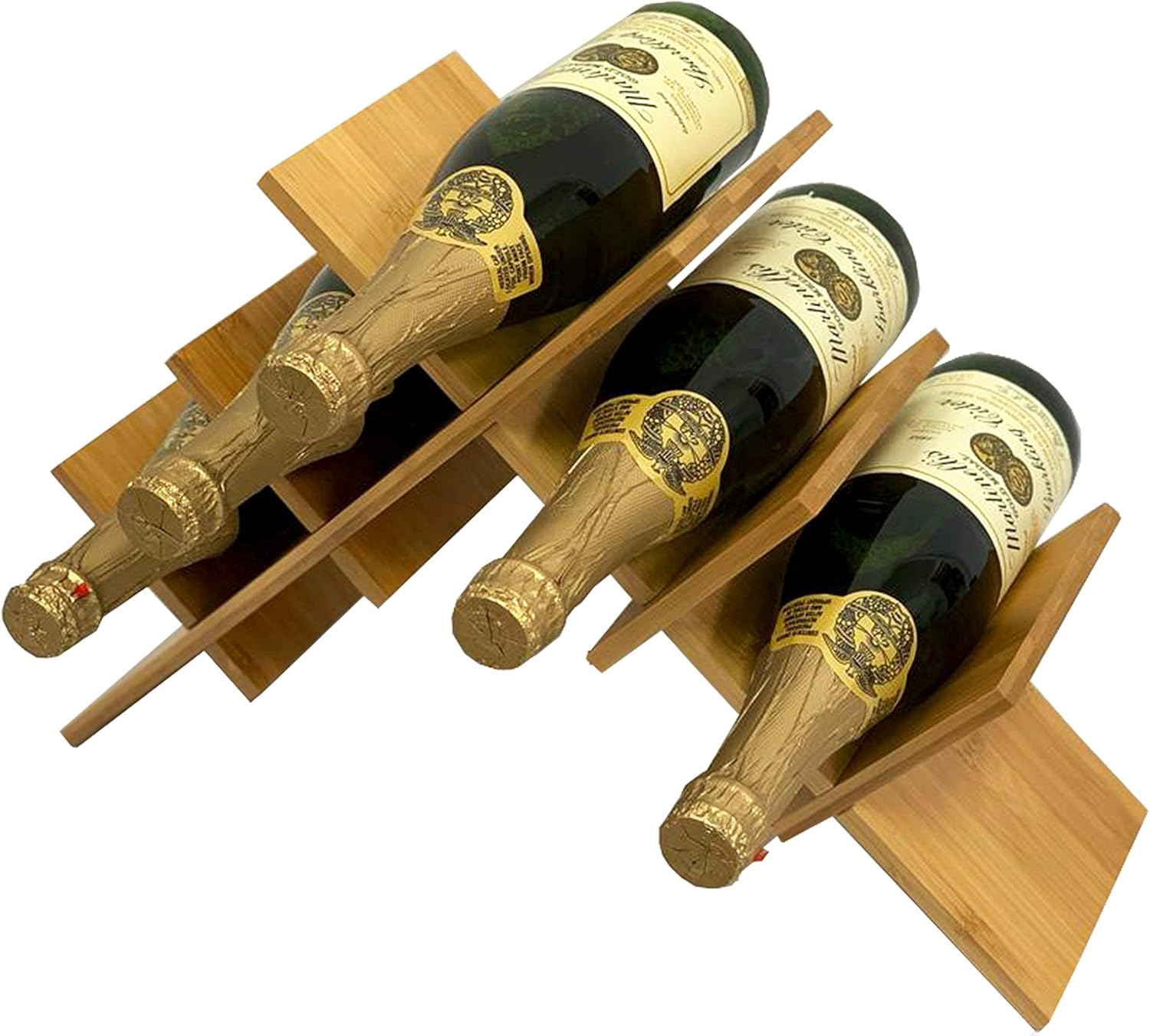 DECOMIL 5-Bottle Stackable Bamboo Wine Rack 1