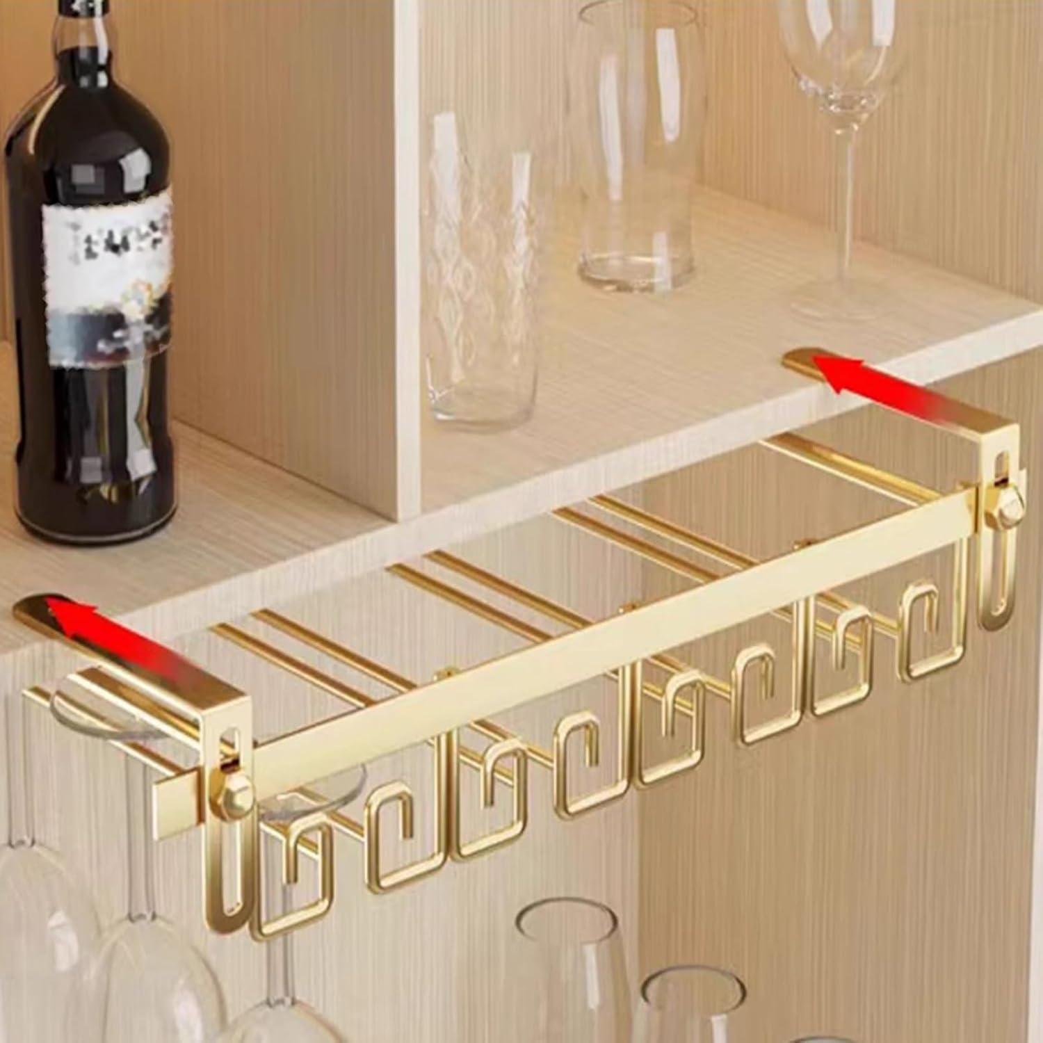 Adjustable Metal Wine Glass Holder for Cabinet and Bar