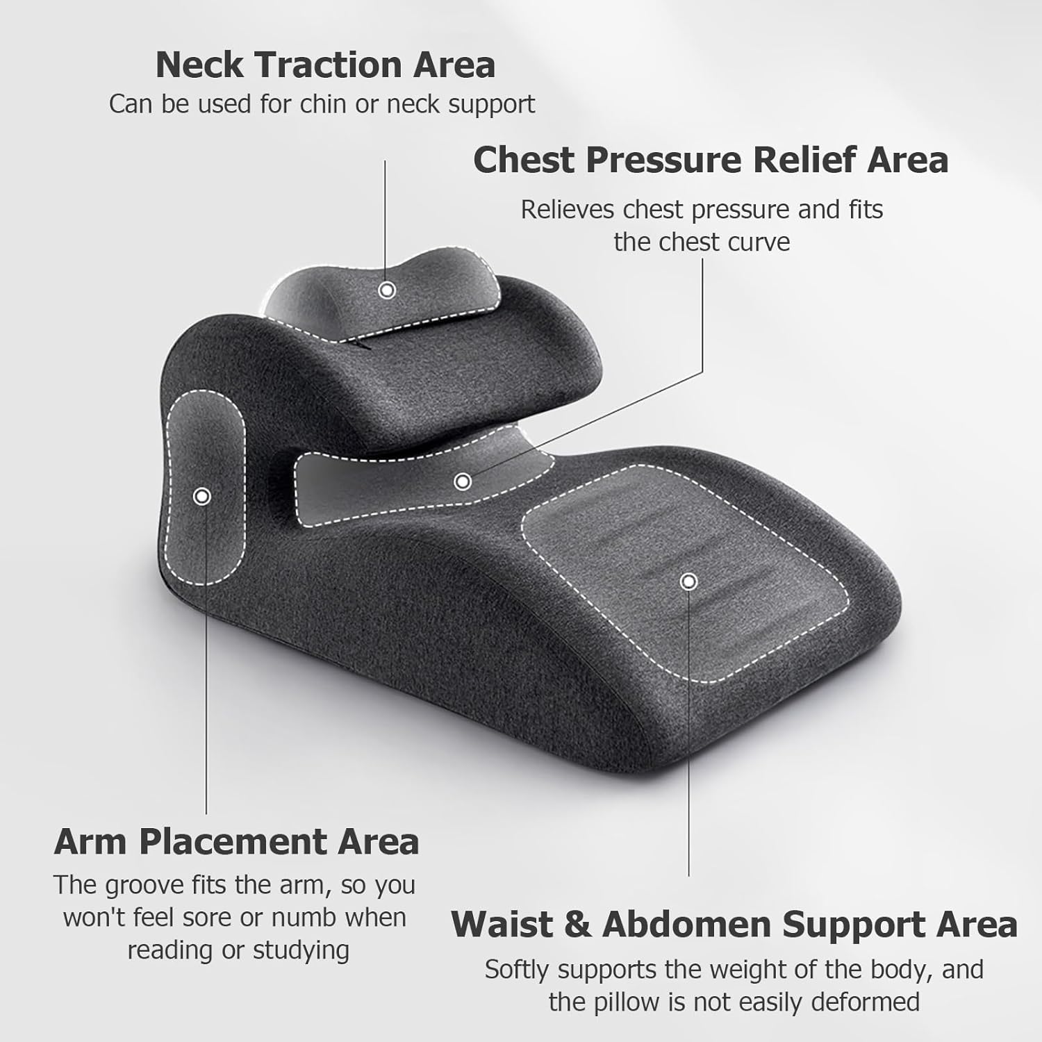 JYHHCYS Memory Foam Prone Pillow for Back Pain Relief