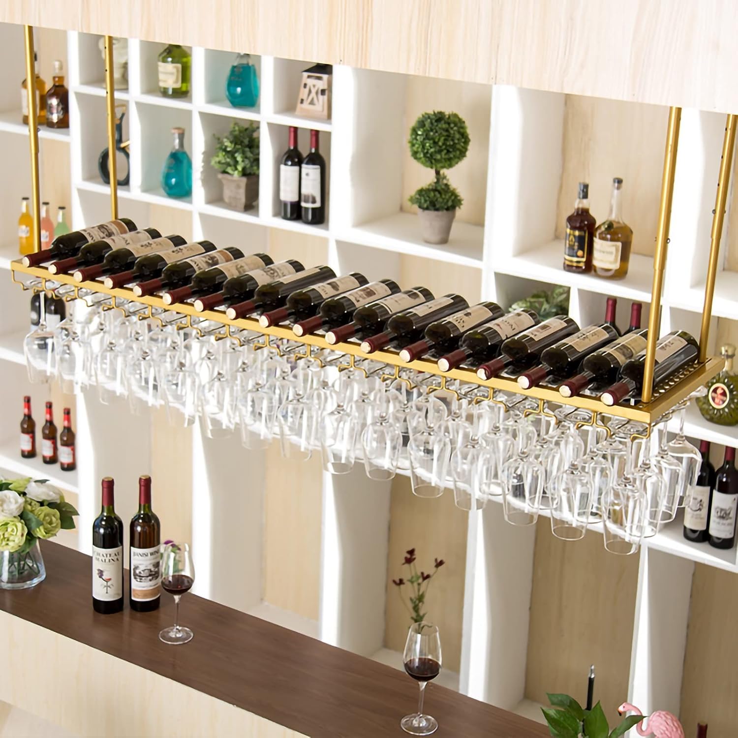 DASHADAO 1-Tier Wall-Mounted Wine Rack with Adjustable Height