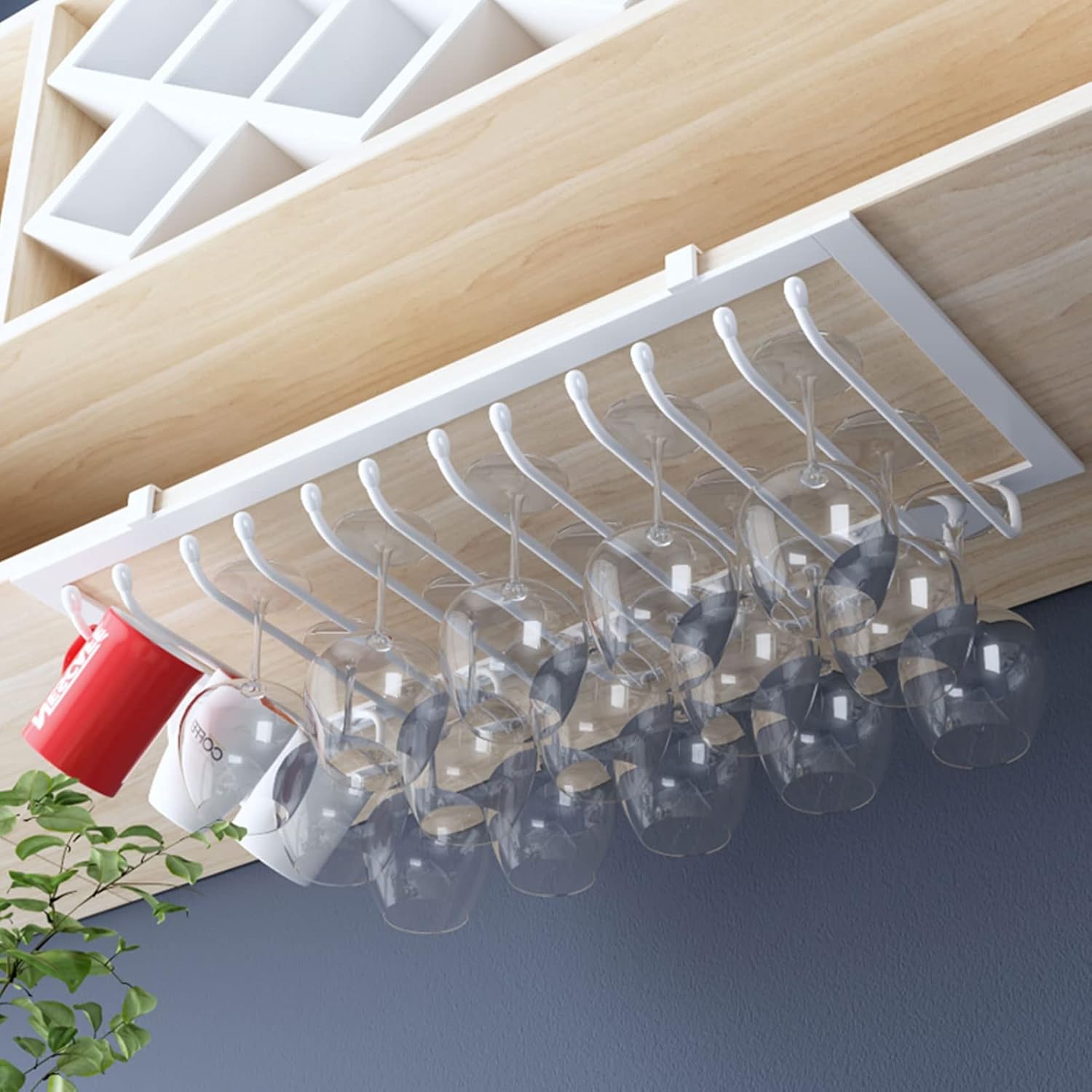 DTDMY Wine Glass Rack Under Cabinet Holder 60x23cm