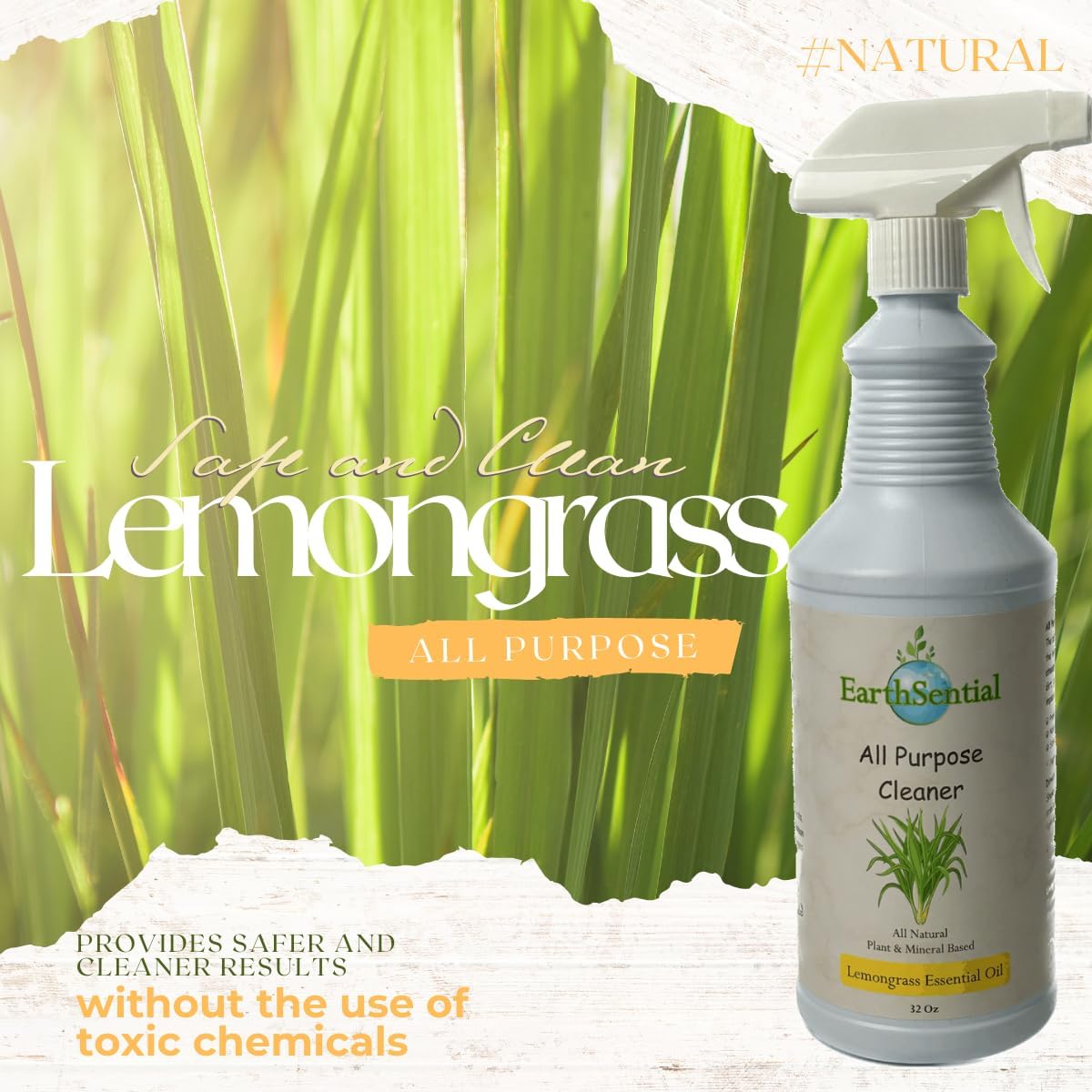 EarthSential Lemongrass Oil All Purpose Cleaner 32oz Spray
