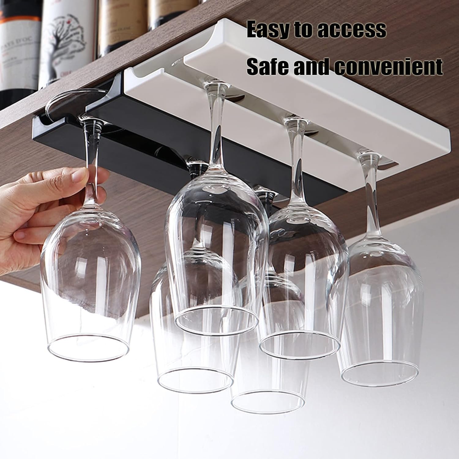 WORDFUN Wine Glass Holder Rack 2 PCS Black Plastic