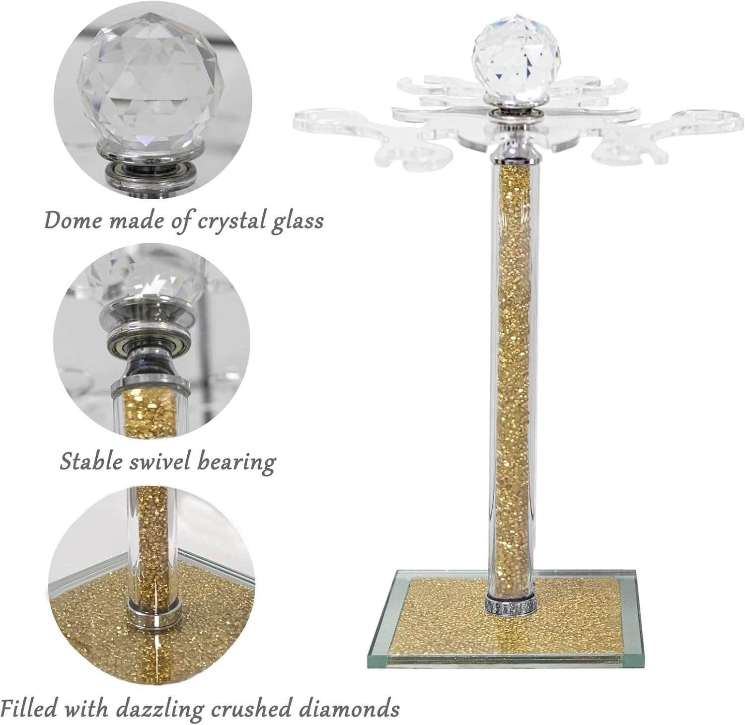 HMRCYTE Crystal Wine Glass Holder 6 Hook Gold