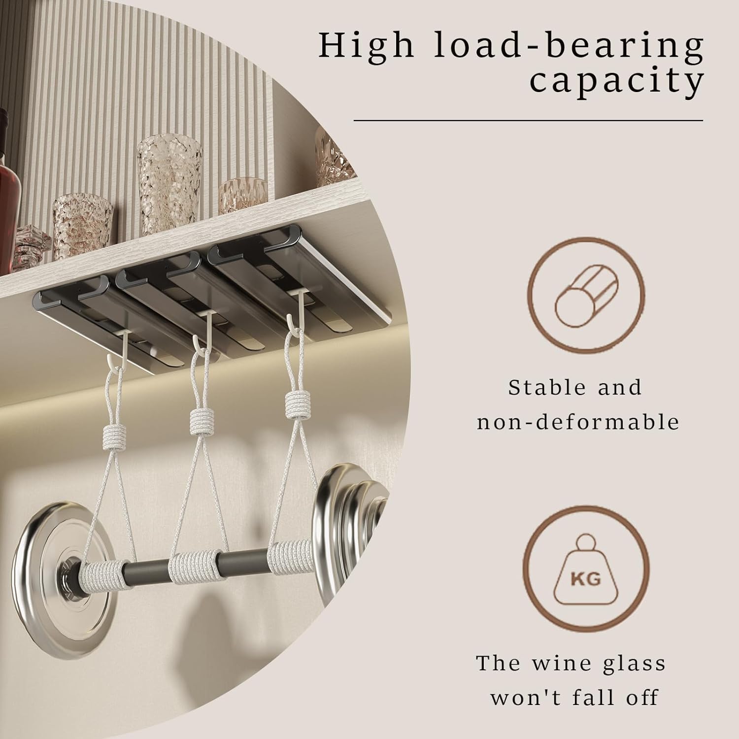 Wine Glass Holder 2 Pack No Drilling Cabinet Rack