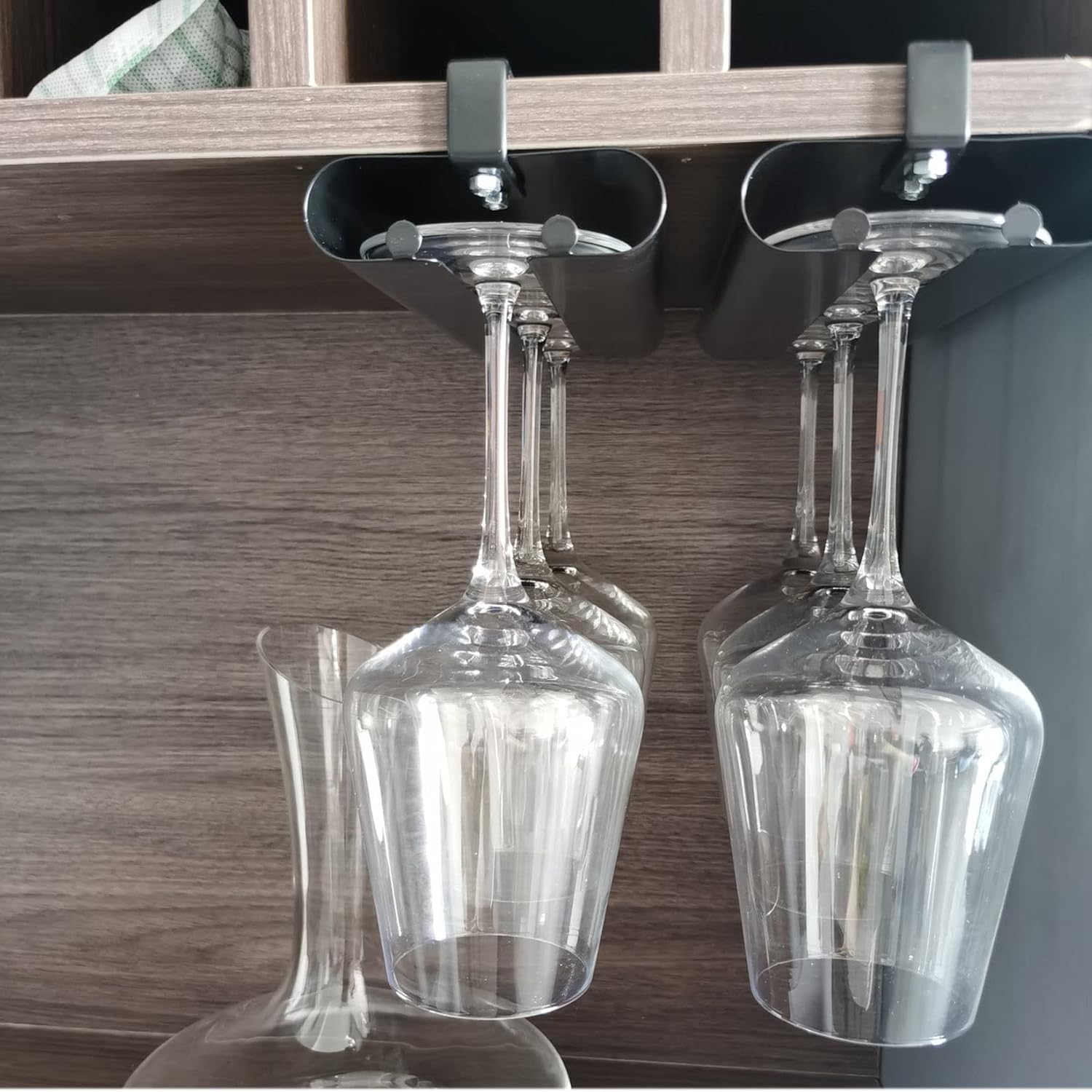 WORDFUN Under Cabinet Wine Glass Holder 1PCS Gold