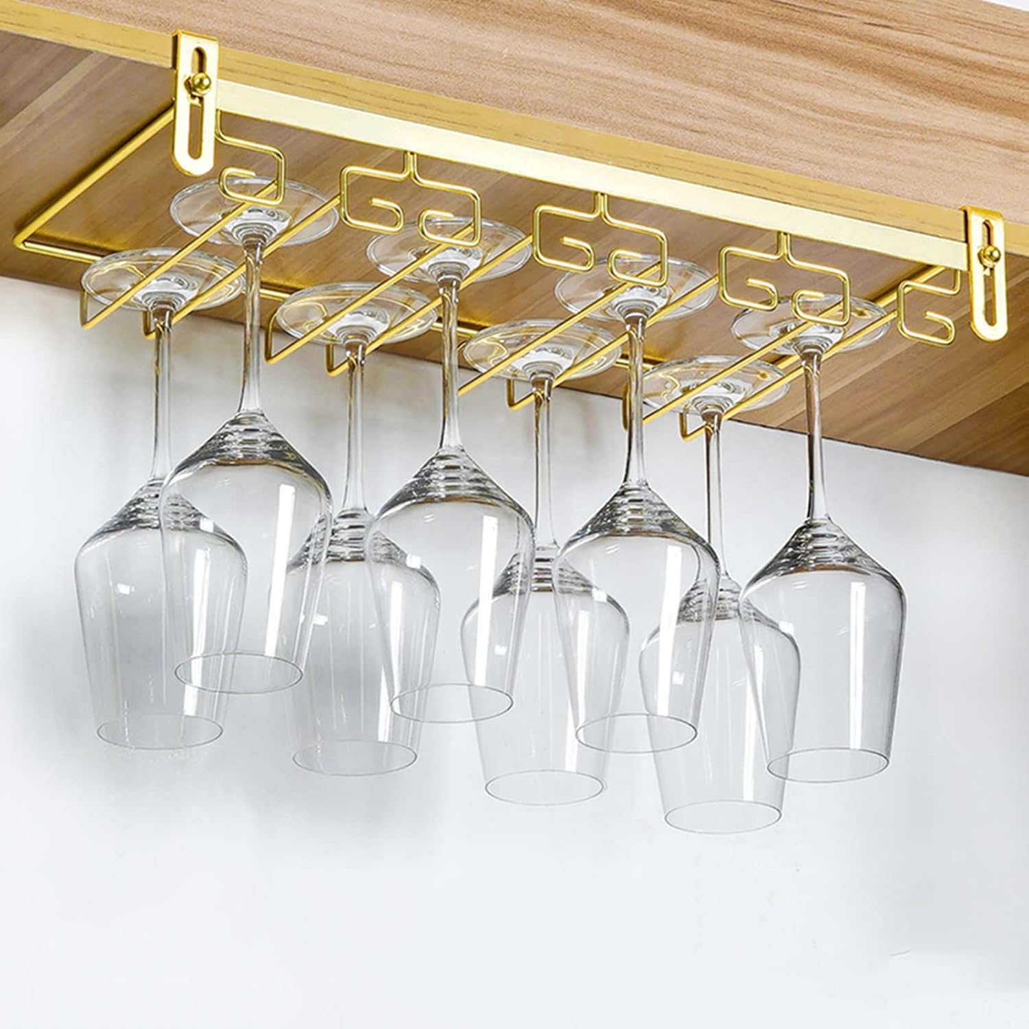 Adjustable Wine Glass Rack Under Cabinet Stainless Steel Bar Kitchen Storage