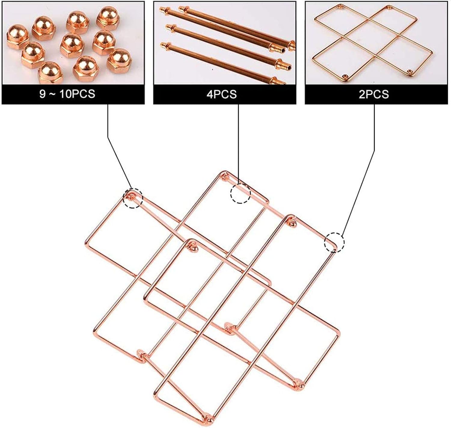 BOCbco Tabletop Wine Racks Rose Gold 5 Bottle Holder