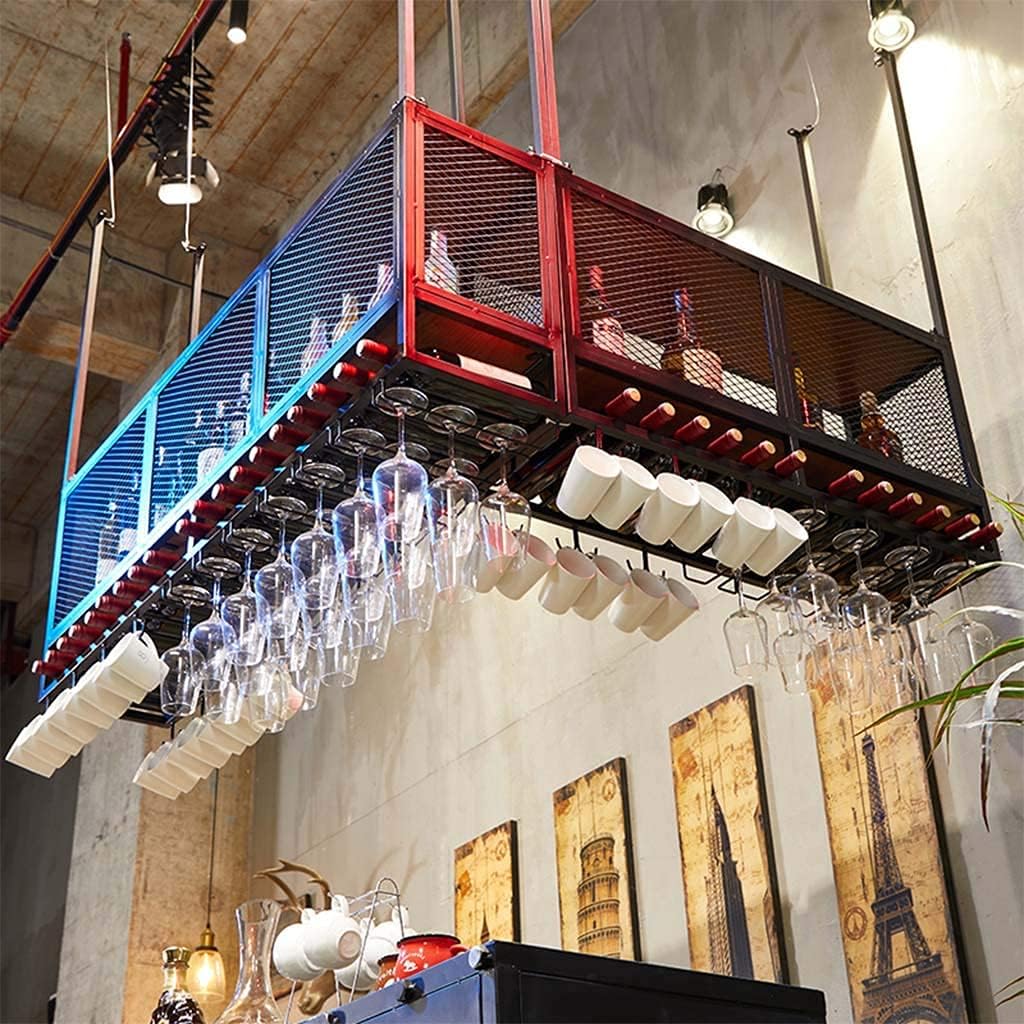 Wall-Mounted Wine Rack with Double Layer Iron Storage