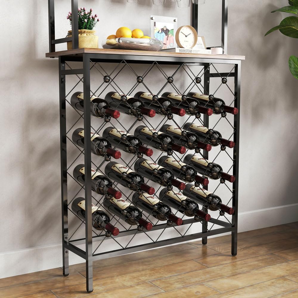 Yone Jx Je 3-Tier Wine Rack Bar Table with Storage