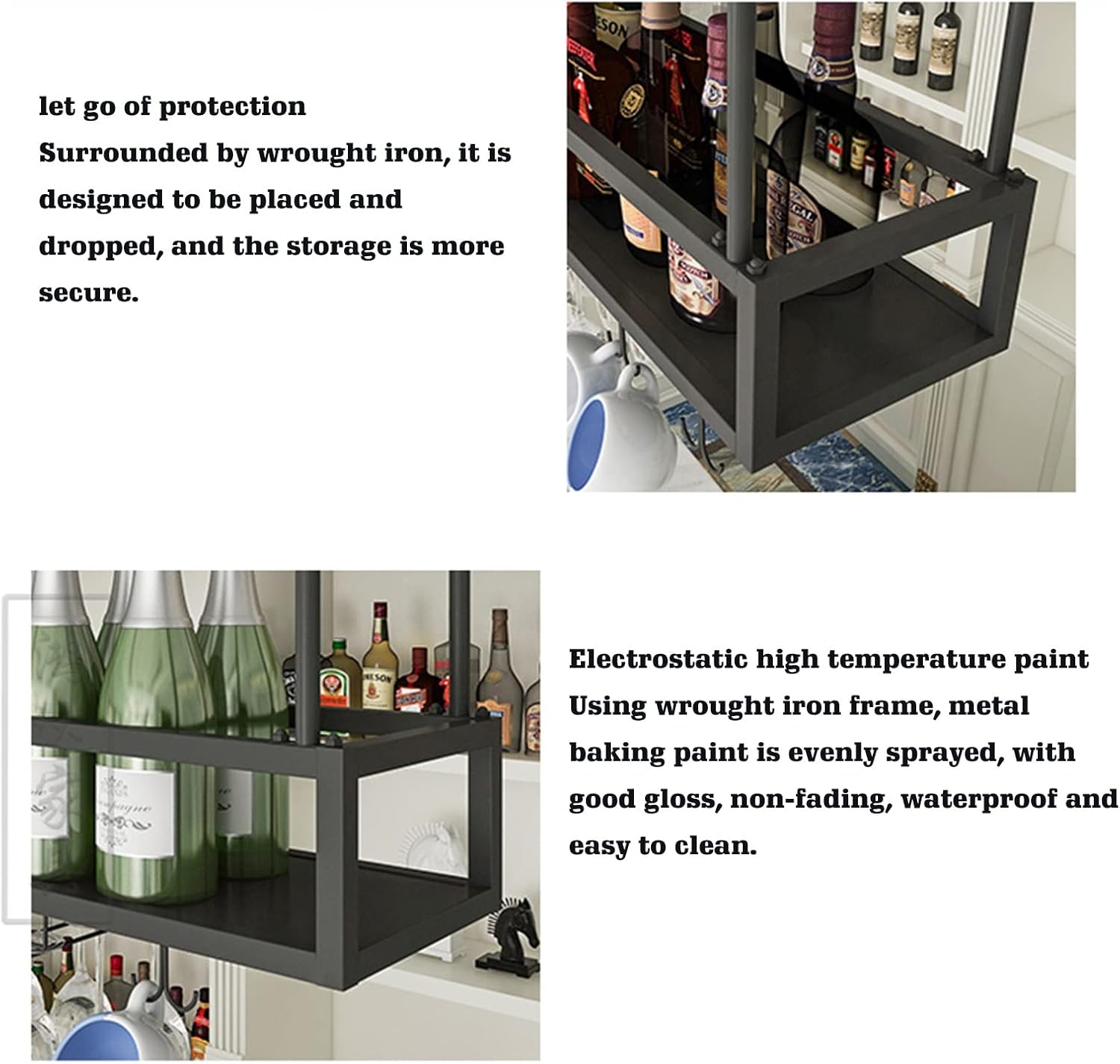 Suuim Gold Ceiling Wine Rack with Flower Holder