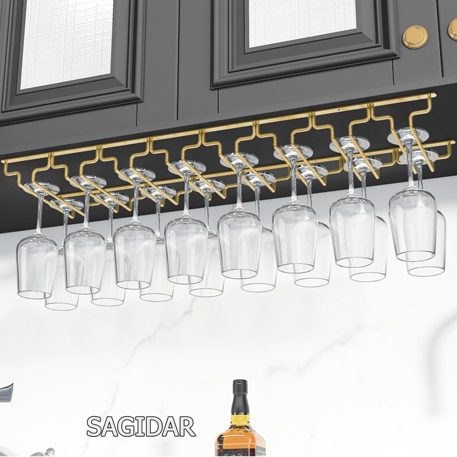SAGIDAR Wine Glass Rack in 3 Sizes for Kitchen Use