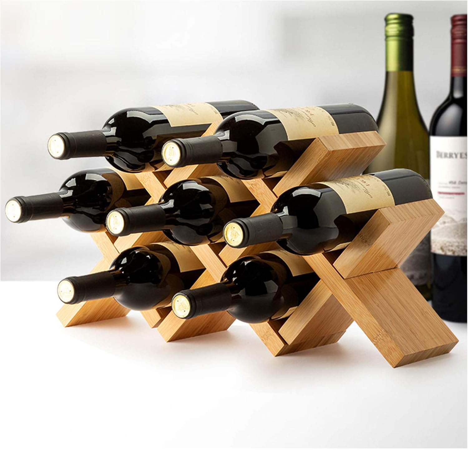 BOCbco Tabletop Wine Rack - 7 Bottle Capacity - Modern Stylish Design