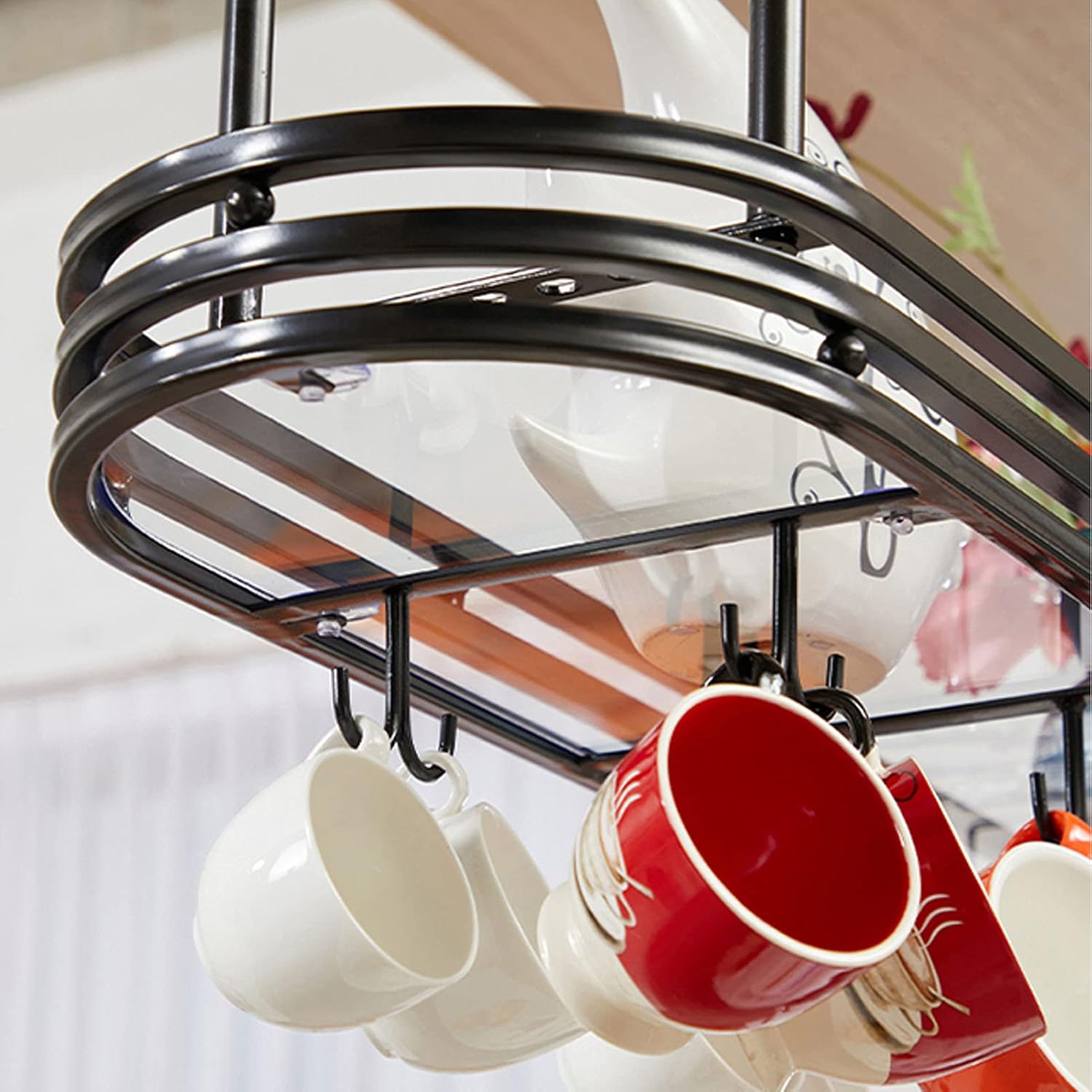 Wall-Mounted Wine Rack with Upside Down Stemware Holder