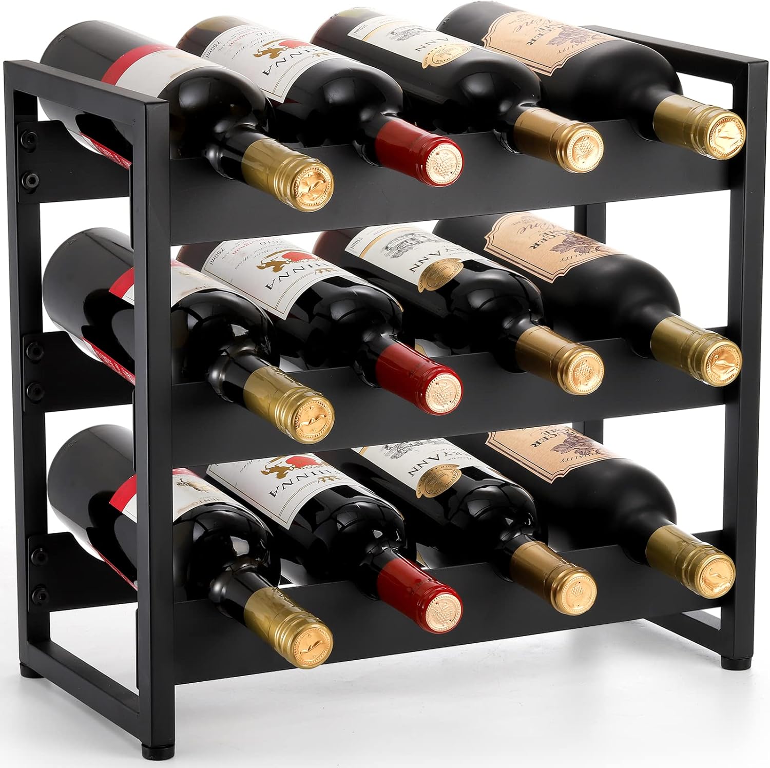 AVLA 3 Tier Freestanding Wine Rack With 12 Bottles Capacity