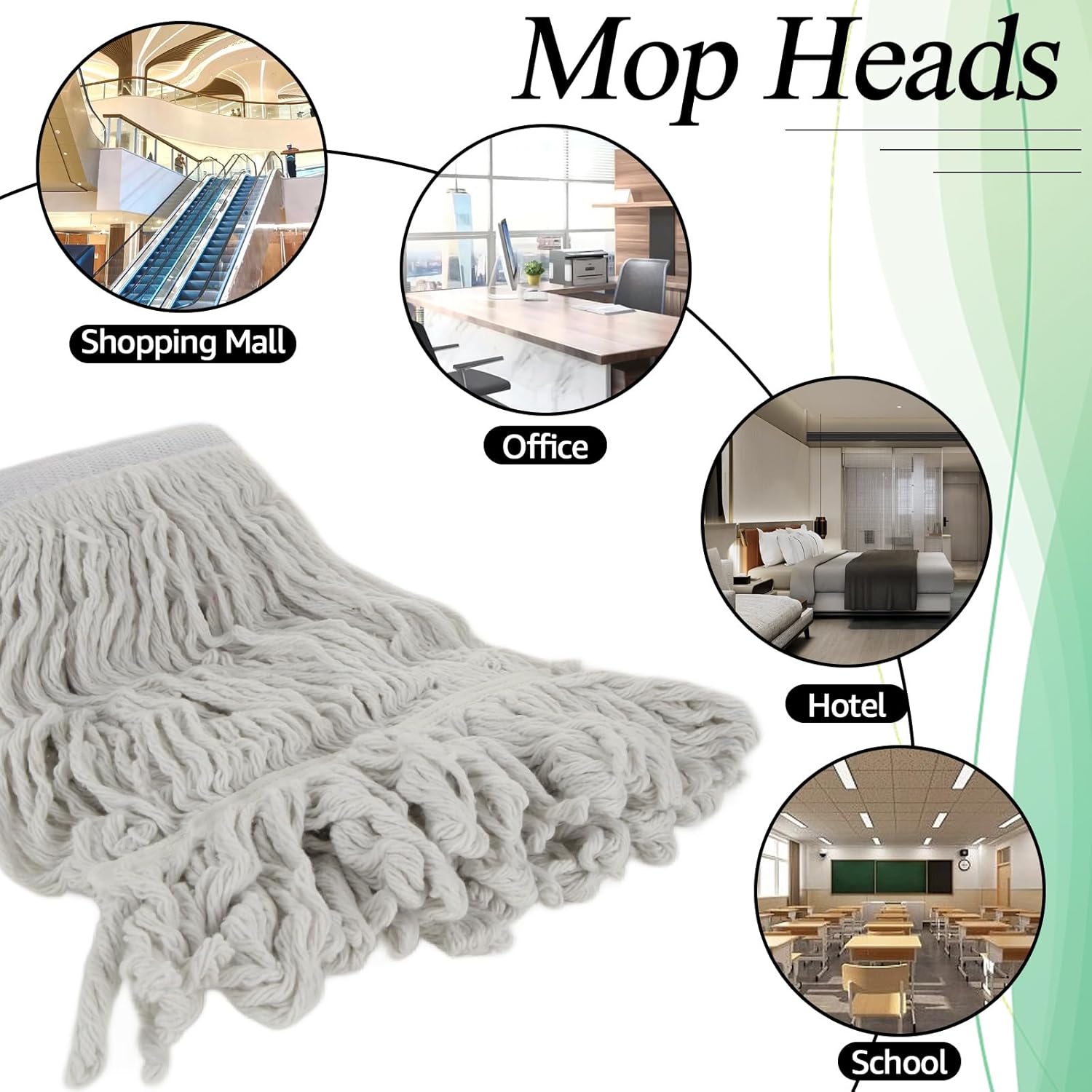 10Pcs Loop-End Mop Head Refills for Heavy Duty Cleaning