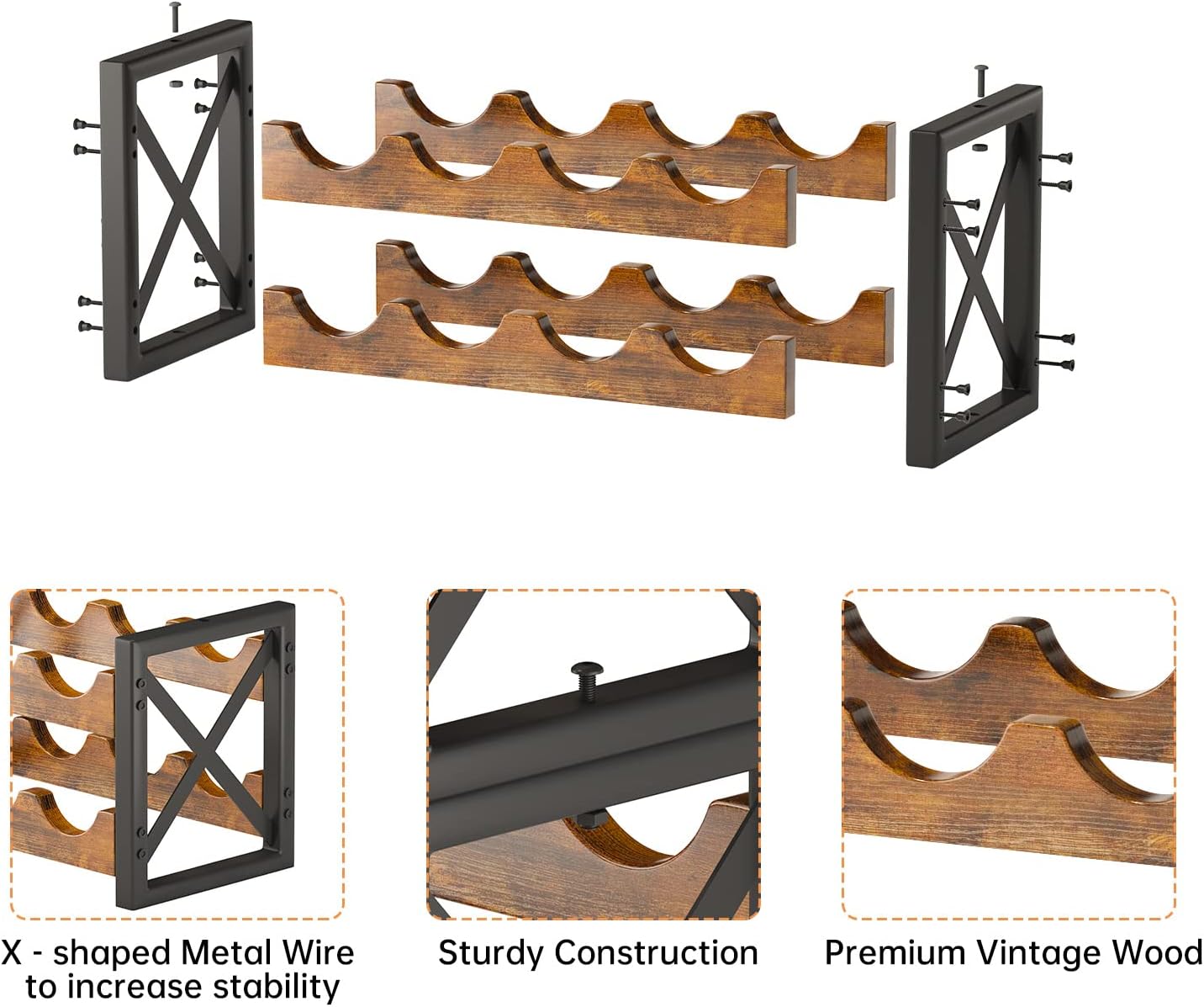 Homeiju 2-in-1 Wine Rack Stackable and Detachable