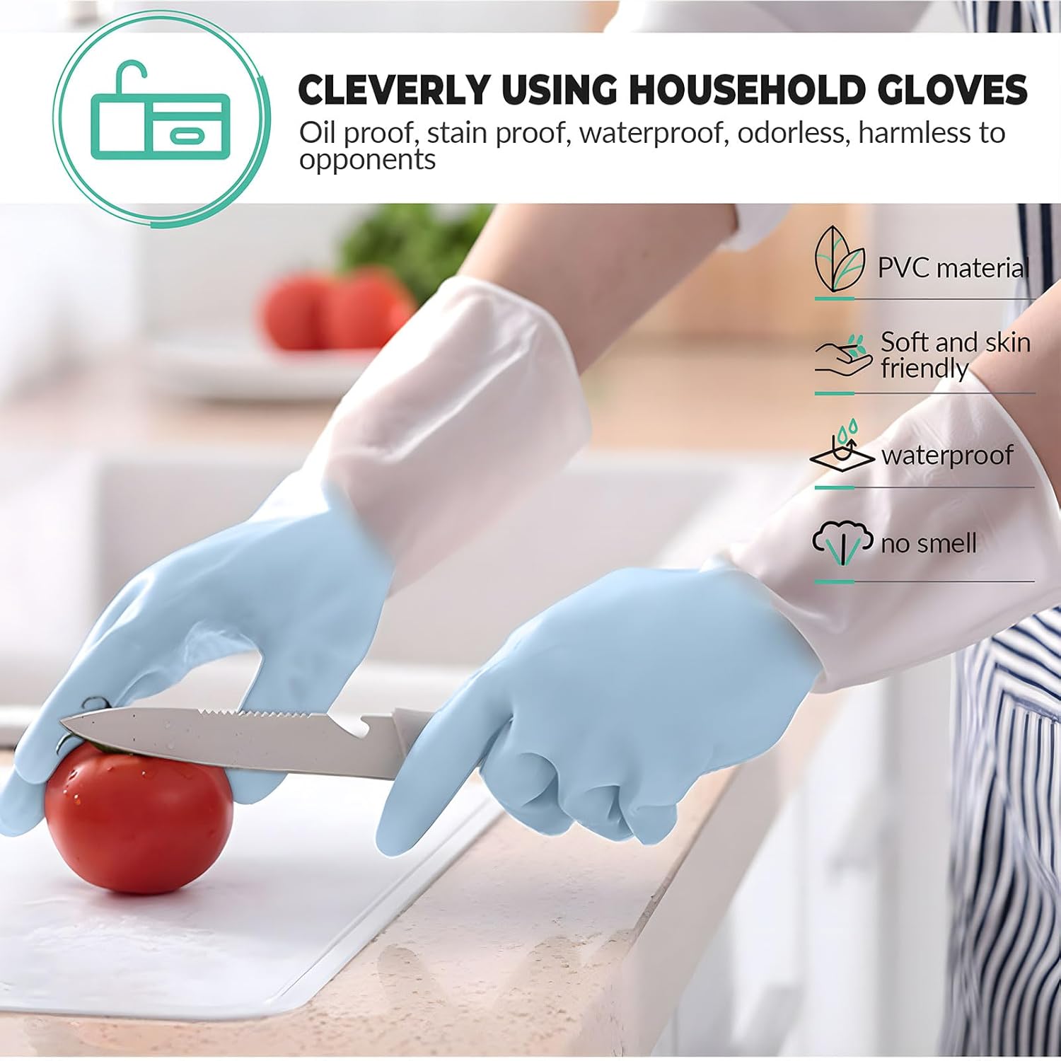 3 Pair Reusable Cleaning Gloves for Kitchen and Home Use